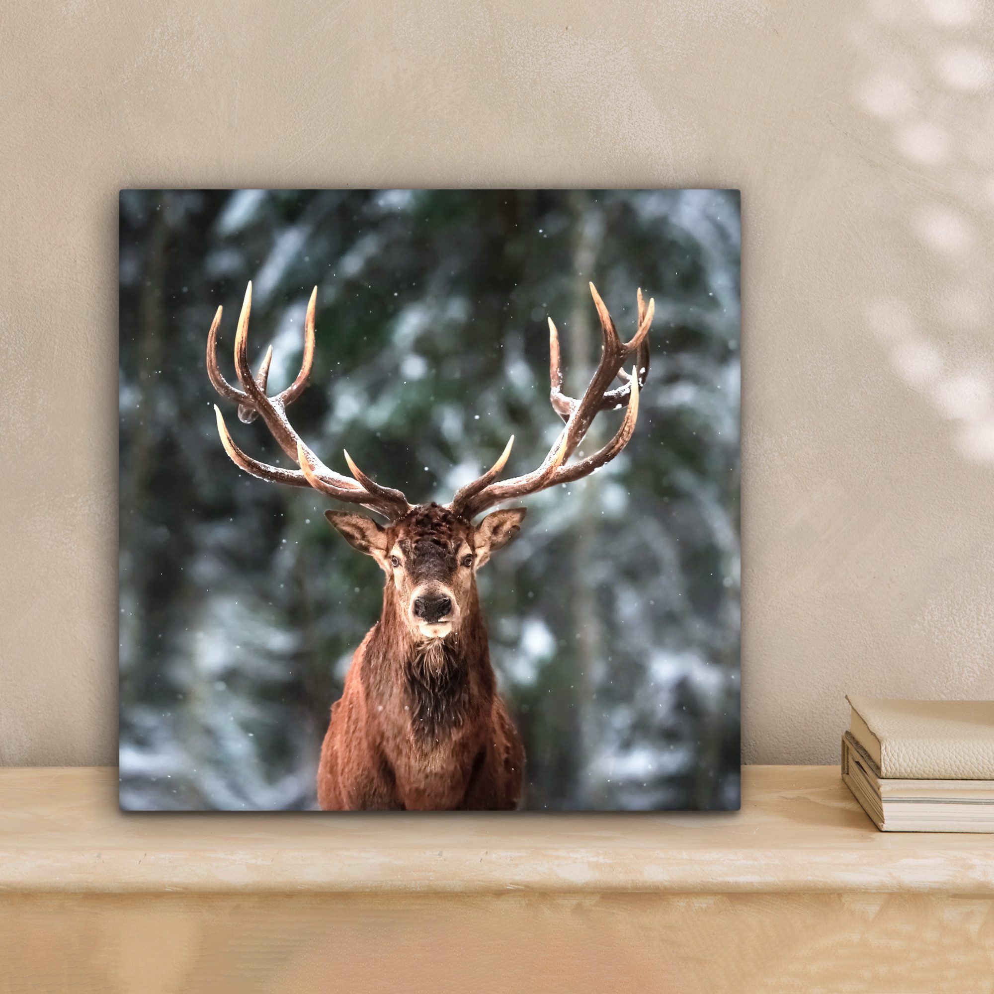 OneMillionCanvasses® Leinwandbild Rotwild - Winter - günstig online kaufen