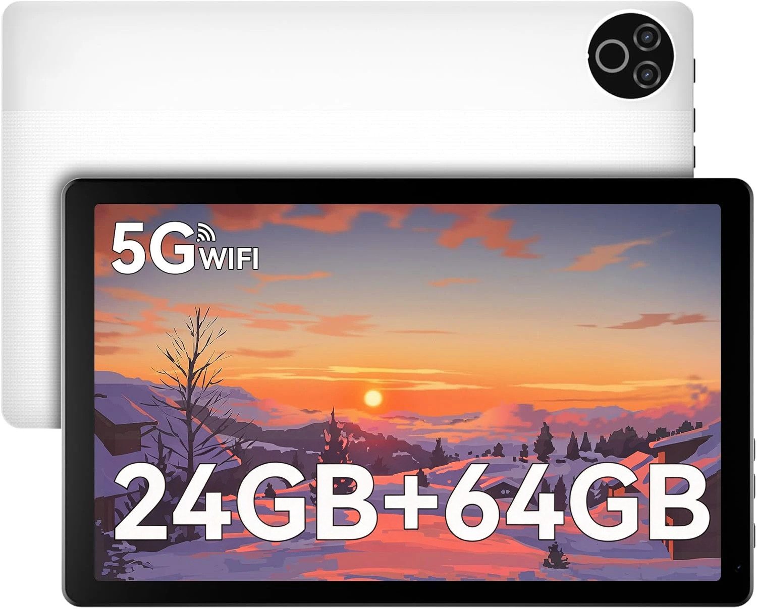 Happybe 10,1'' Android, 64GB+1TB TF, 1280x800 HD IPS, Dual-Kamera Tablet (10,1", 64 GB, Android 16, mit Gesichtserkennung, 5G WiFi, 5-Core)