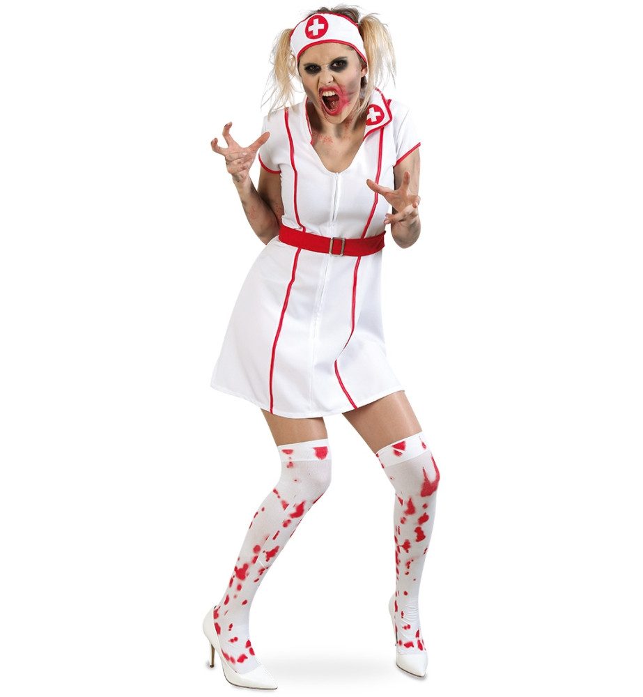 Kostüm Krankenschwester Kostüm Kleid mit Gürtel und Haube Karneval Fasching