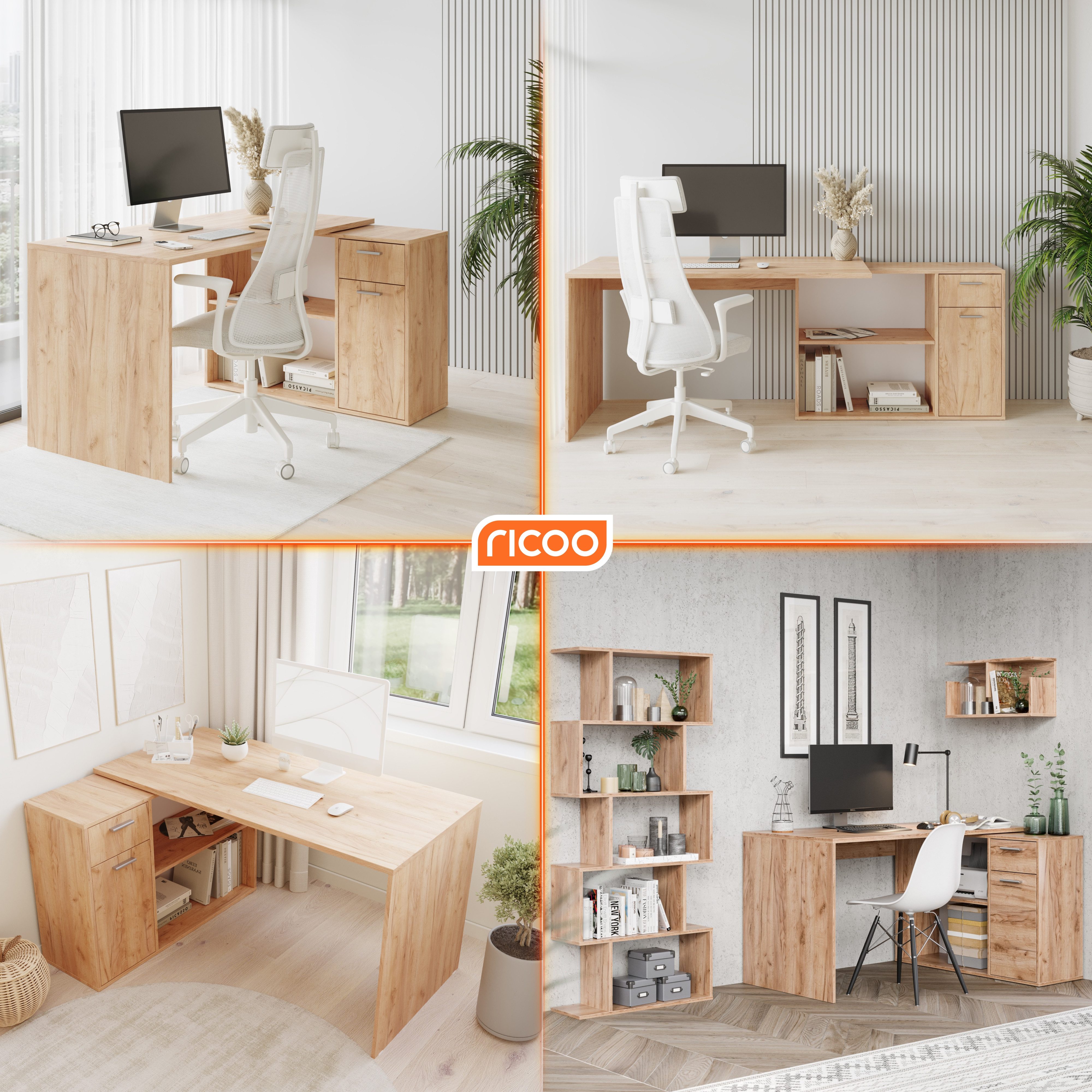 RICOO Eckschreibtisch WM083-EG, Schreibtisch Bürotisch Ecke günstig online kaufen