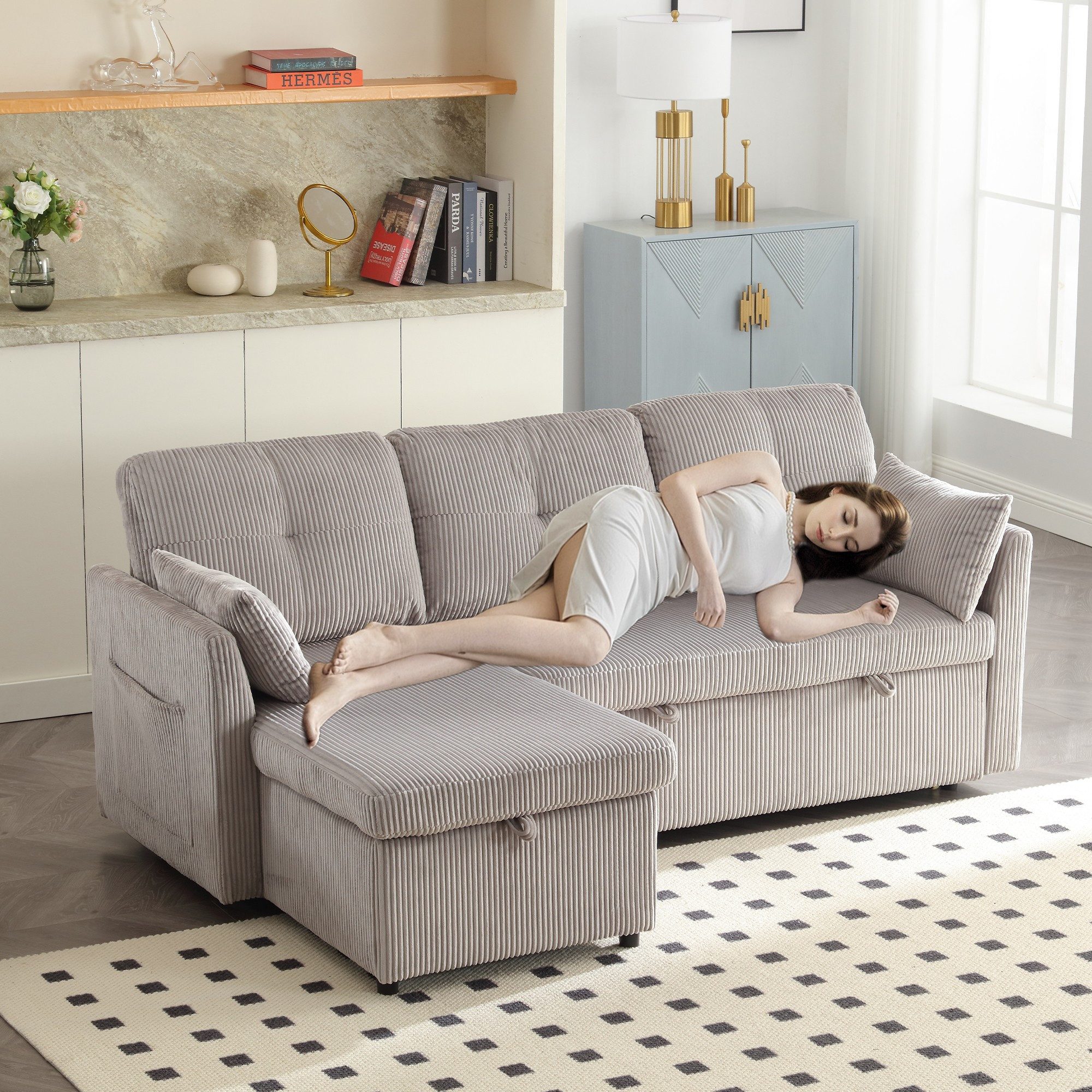 LVHOM Loungesofa Modulares Ecksofa mit Schlaffunktion, günstig online kaufen