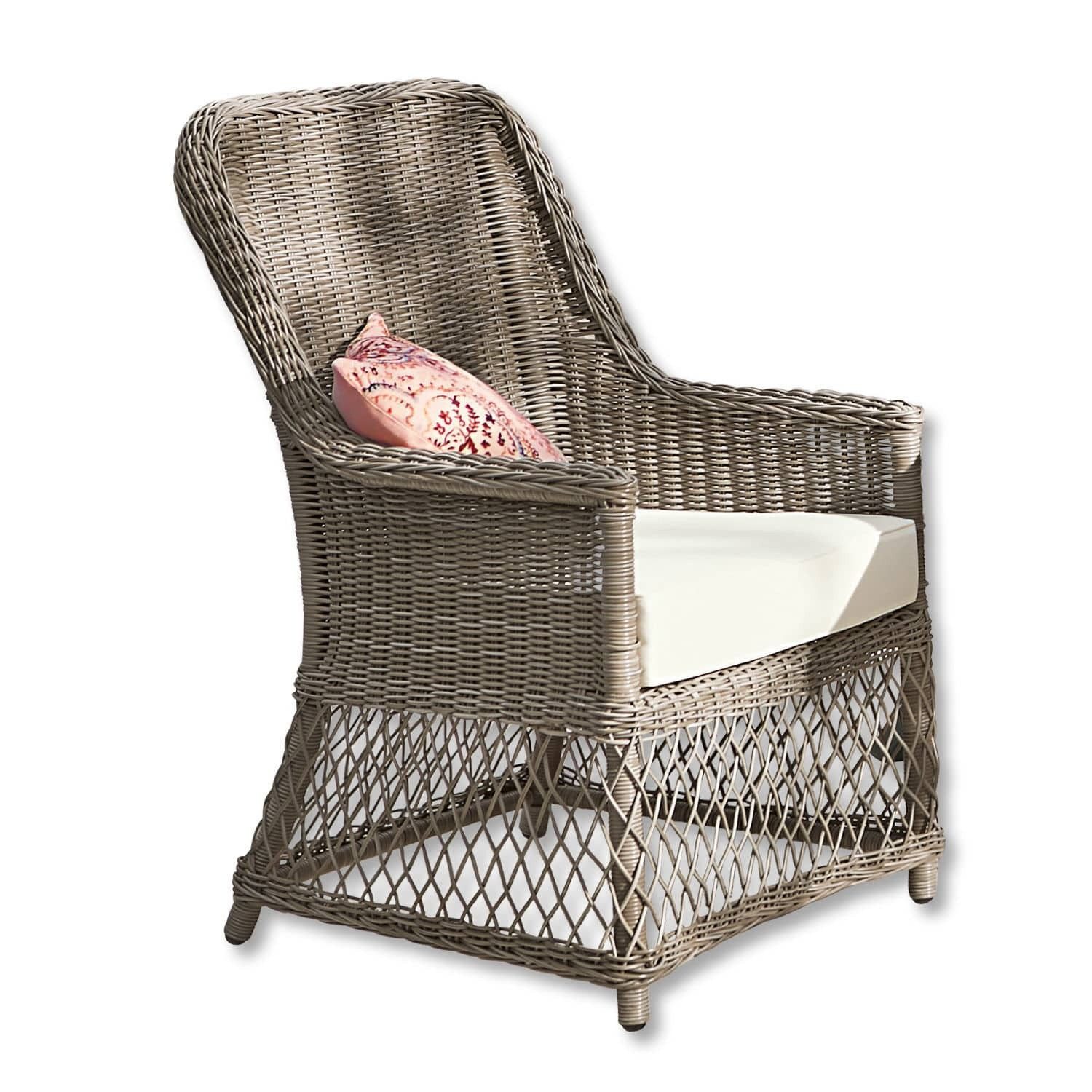 Mirabeau Gartensessel mediterraner Gartenstuhl Fenris im eleganten Rattan-Look, braun/creme (wetterfest, inkl. schnelltrocknendes Sitzkissen), Relaxsessel, Polyrattan, Alugestell, B 65 cm, H 105 cm, T 72 cm