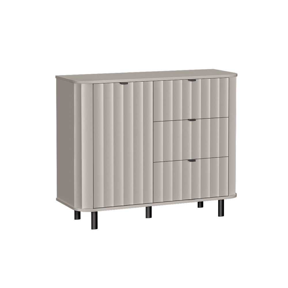 Lomadox Kommode NASHVILLE-161, in Taupe, 111 cm breit, mit Wellenoptik