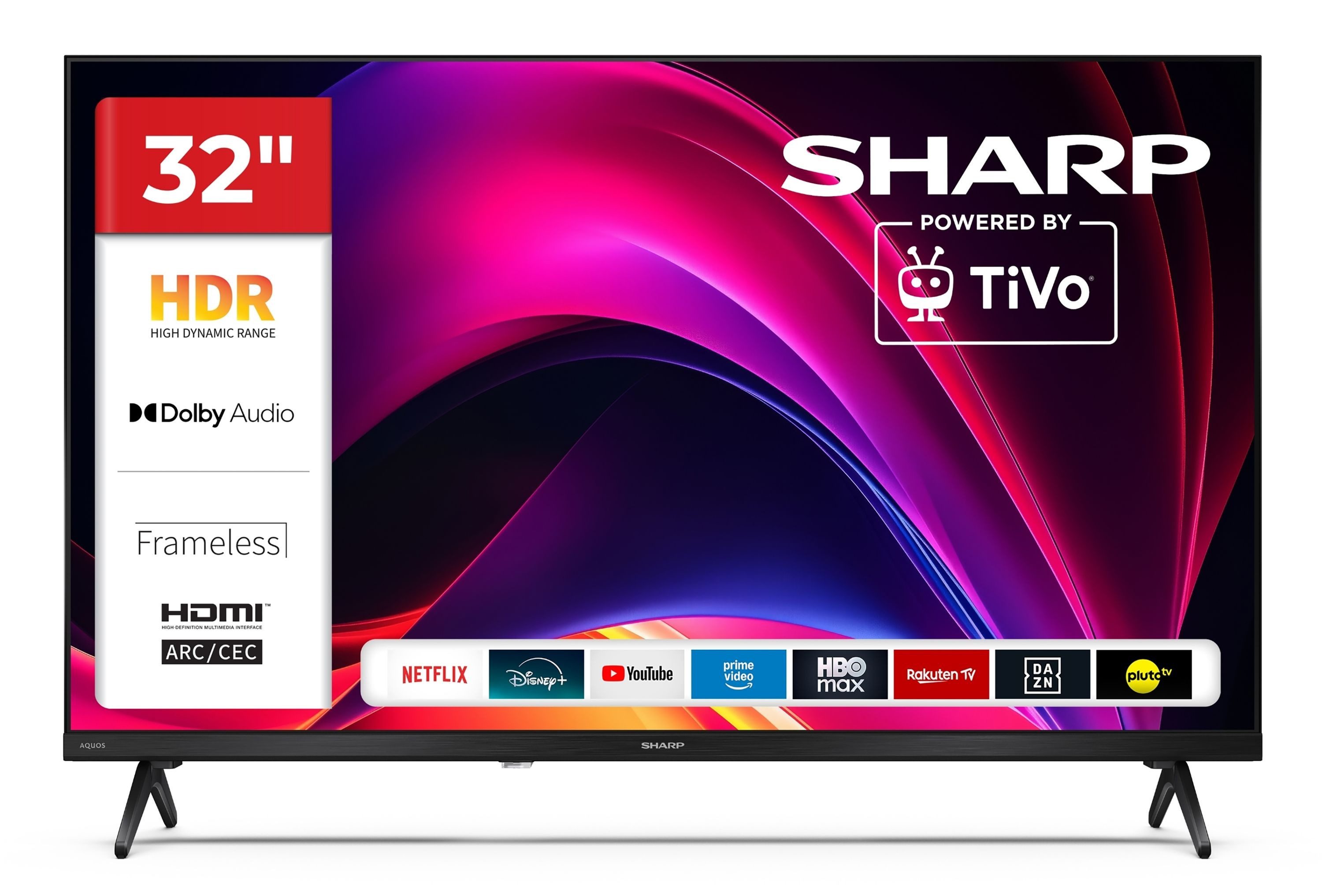 Sharp 32HE2745E LCD-LED Fernseher (80 cm/32 Zoll, HD-ready, Smart TV powered by TiVo, Smart TV powered by TiVo, HDR, Triple-Tuner)