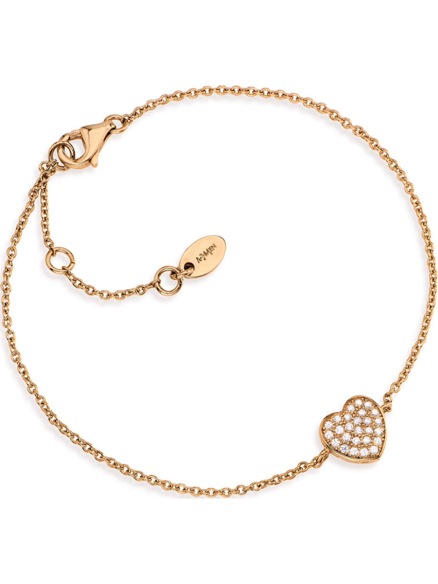 Amen Silberarmband Amen Damen-Armband 925er Silber 26 Zirkonia Herz, Klassisch