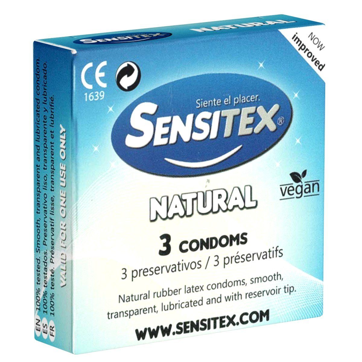 Sensitex Презервативы Natural (53mm) Презервативы aus Latex, Packung mit, 3 St., Презервативы für jede Stellung, natürliche und vegane Презервативы aus Spanien
