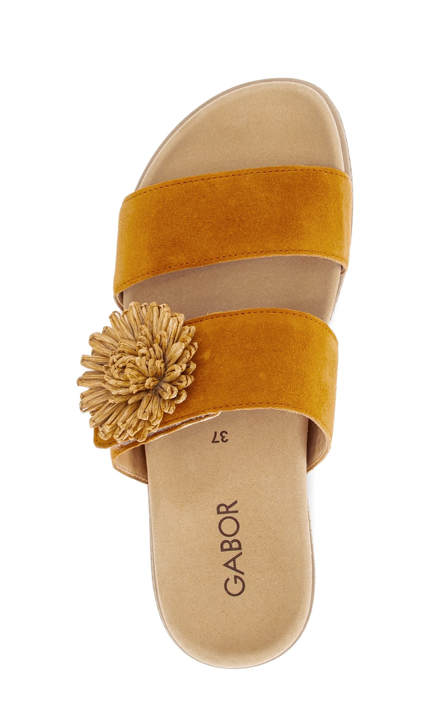 Gabor Pantolette Plateau, Sommerschuh, Schlupfschuh mit Bast-Zierblüte