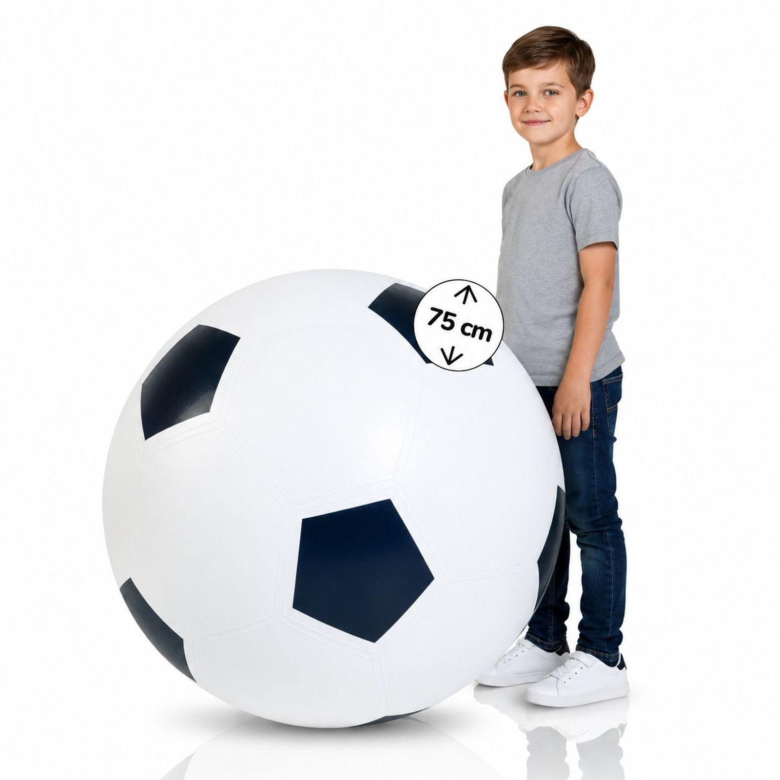 Jumboball XXL Fußball aufblasbar 75 cm, Riesenfußball für drinnen & draußen
