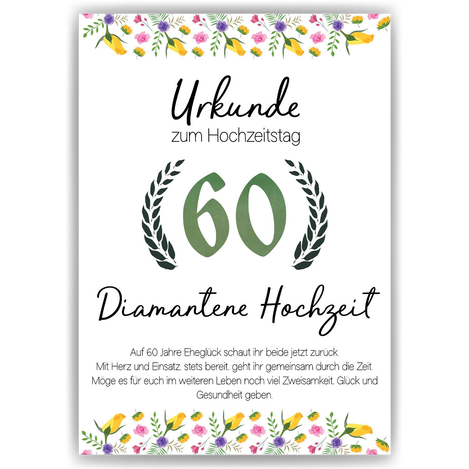 Tigerlino Poster 60. Hochzeitstag Geschenk Deko günstig online kaufen