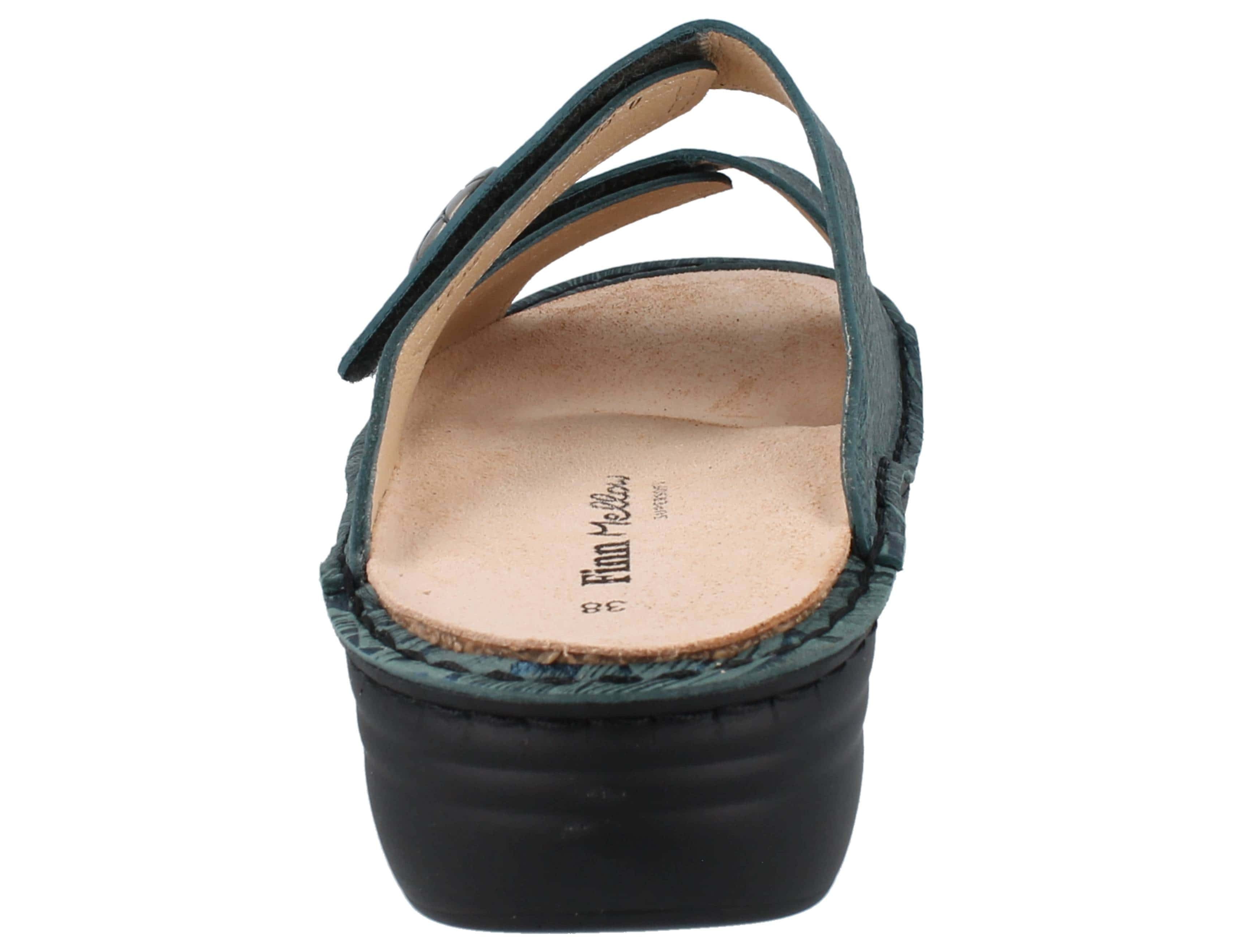 Finn Comfort FINN COMFORT Moorea Damen Pantolette petrol Glattleder - Größe: 42 Pantolette Wechselfußbett