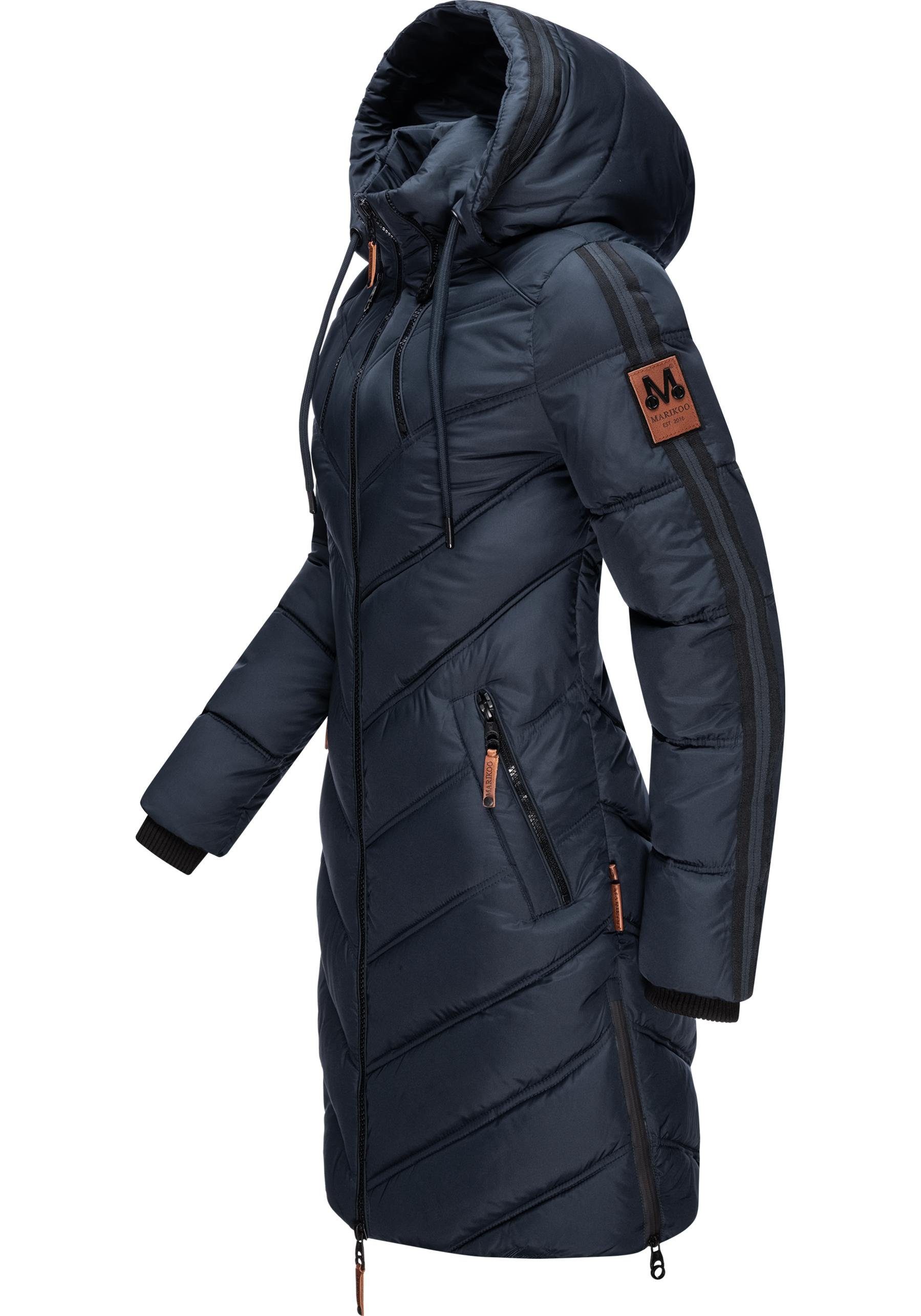 Marikoo Wintermantel Armasa modischer Damen Winter Steppmantel mit Kapuze – Bild 2 von 5
