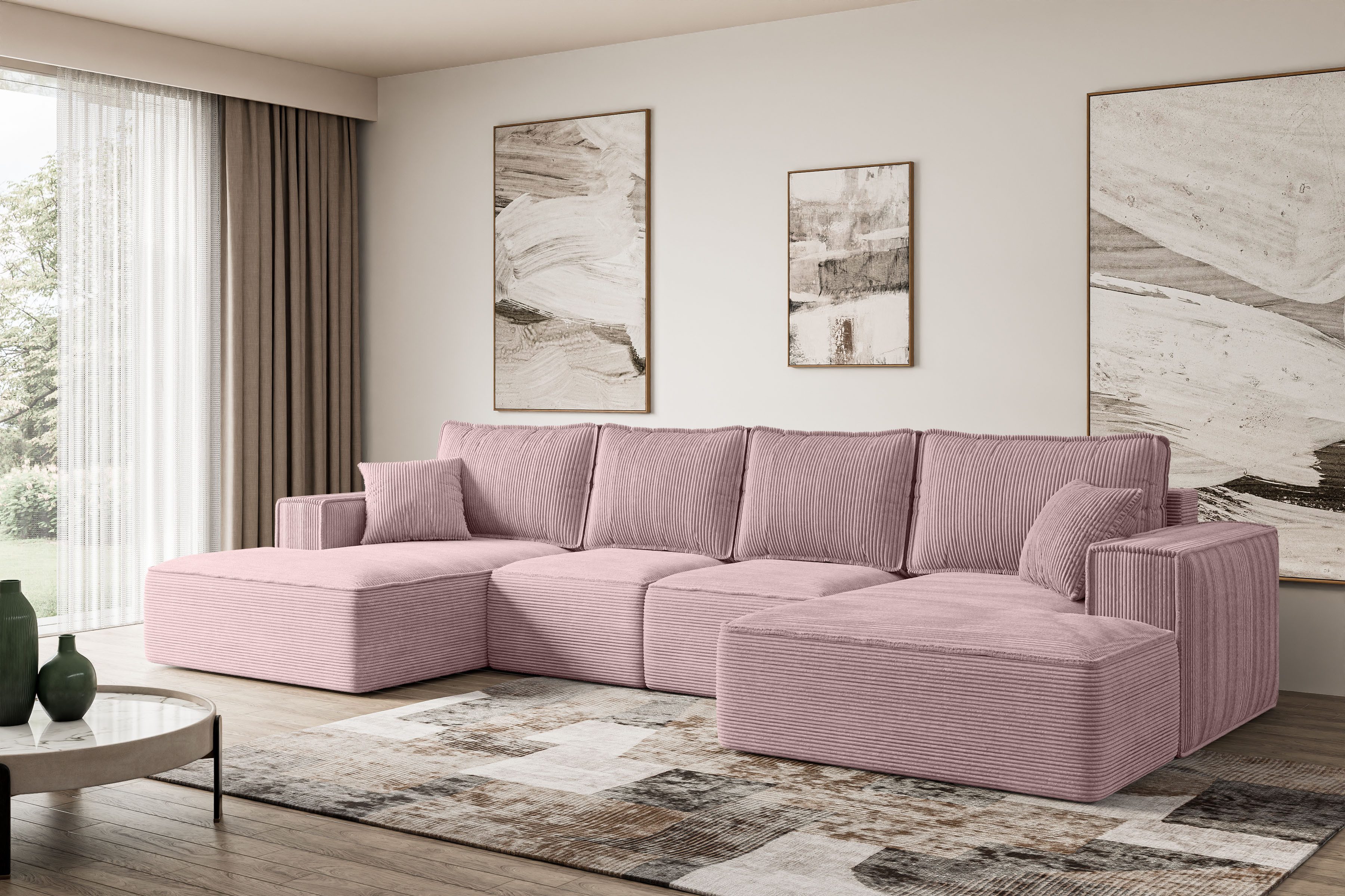 ALTDECOR Wohnlandschaft SIERRA-U-S, Couch mit Schlaffunktion, Wohnzimmer - Wohnlandschaft, Corner Sofa Bett Eckcouch Couch L-Form Schlafcouch Ausziehbar