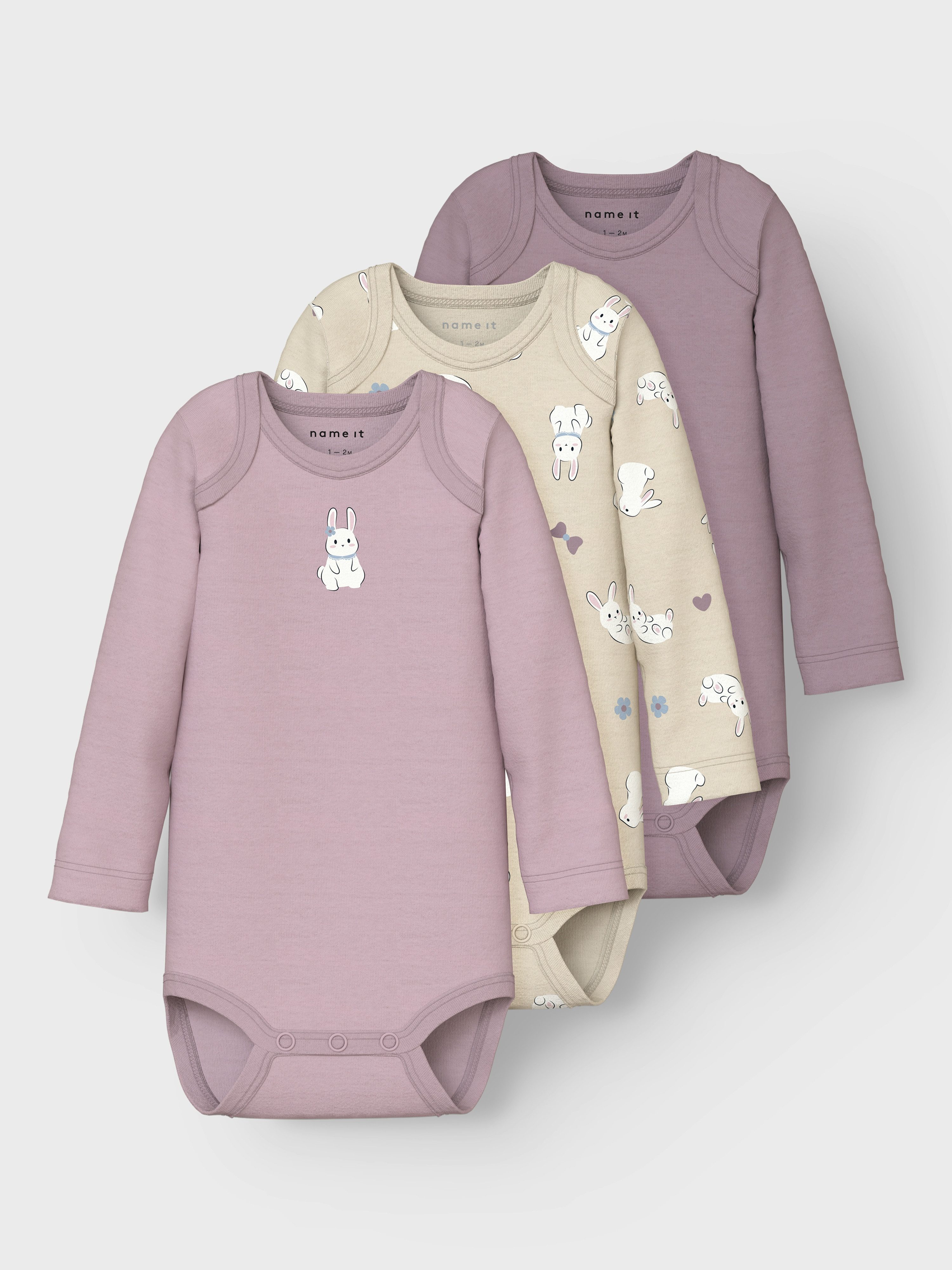 Name It Body NBFBODY 3P LS SUMMR SAND RABBIT NOOS (Packung, 3-tlg)