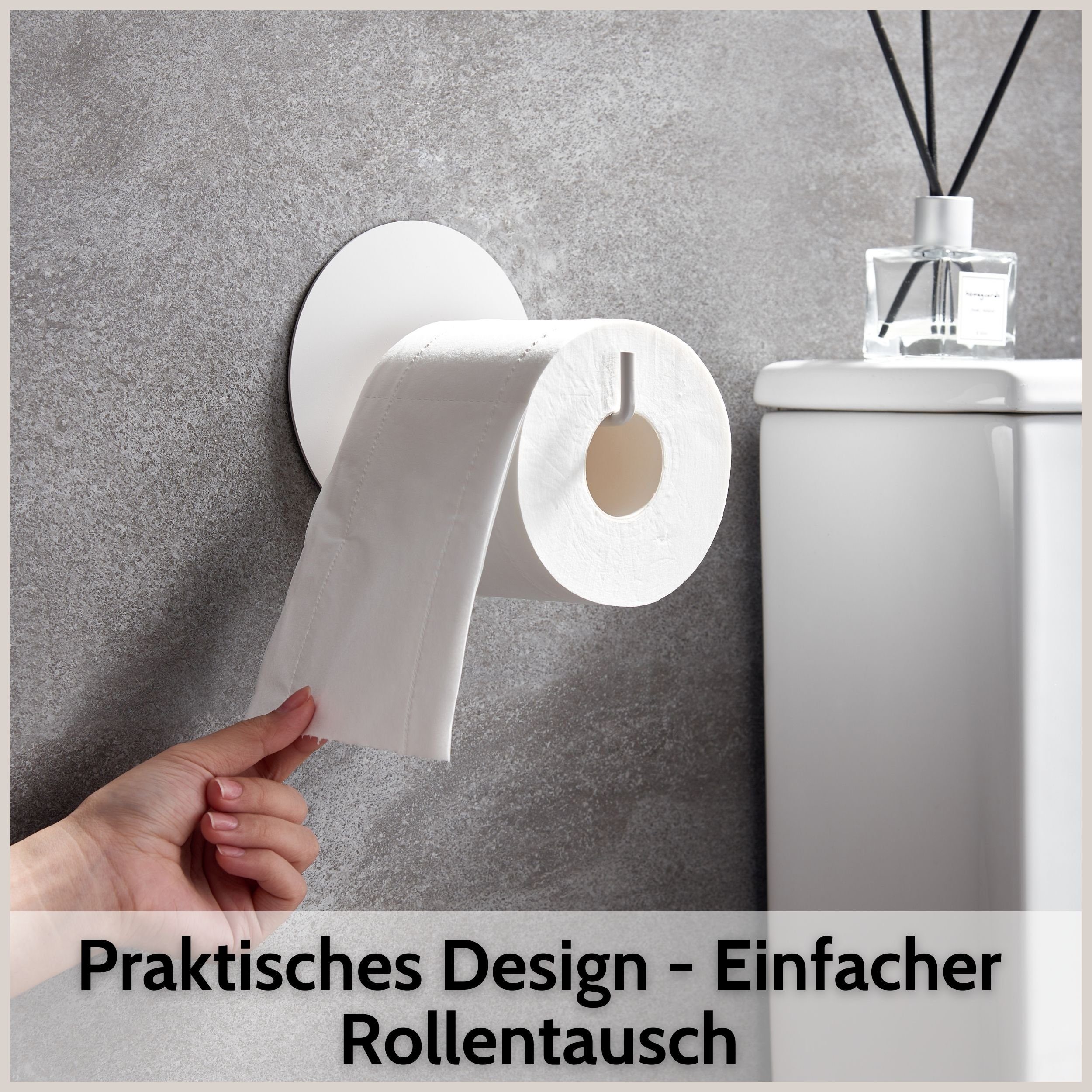 DEKAZIA Toilettenpapierhalter, Design Bohren, Edelstahl, milk-coffee selbstklebend, ohne Besonderes Rostfreier