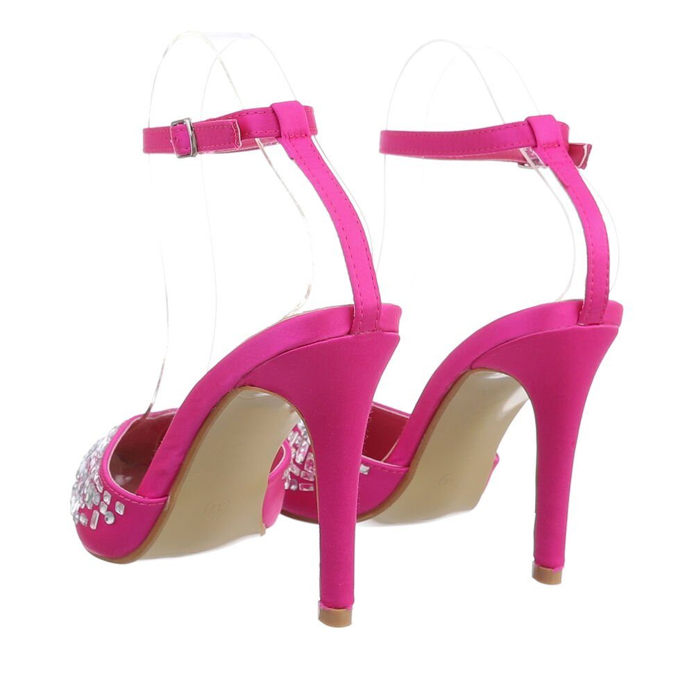 Schnürpumps Pfennig-/Stilettoabsatz Heel & High Clubwear Damen Party Ital-Design Abendschuhe in Pink Pumps