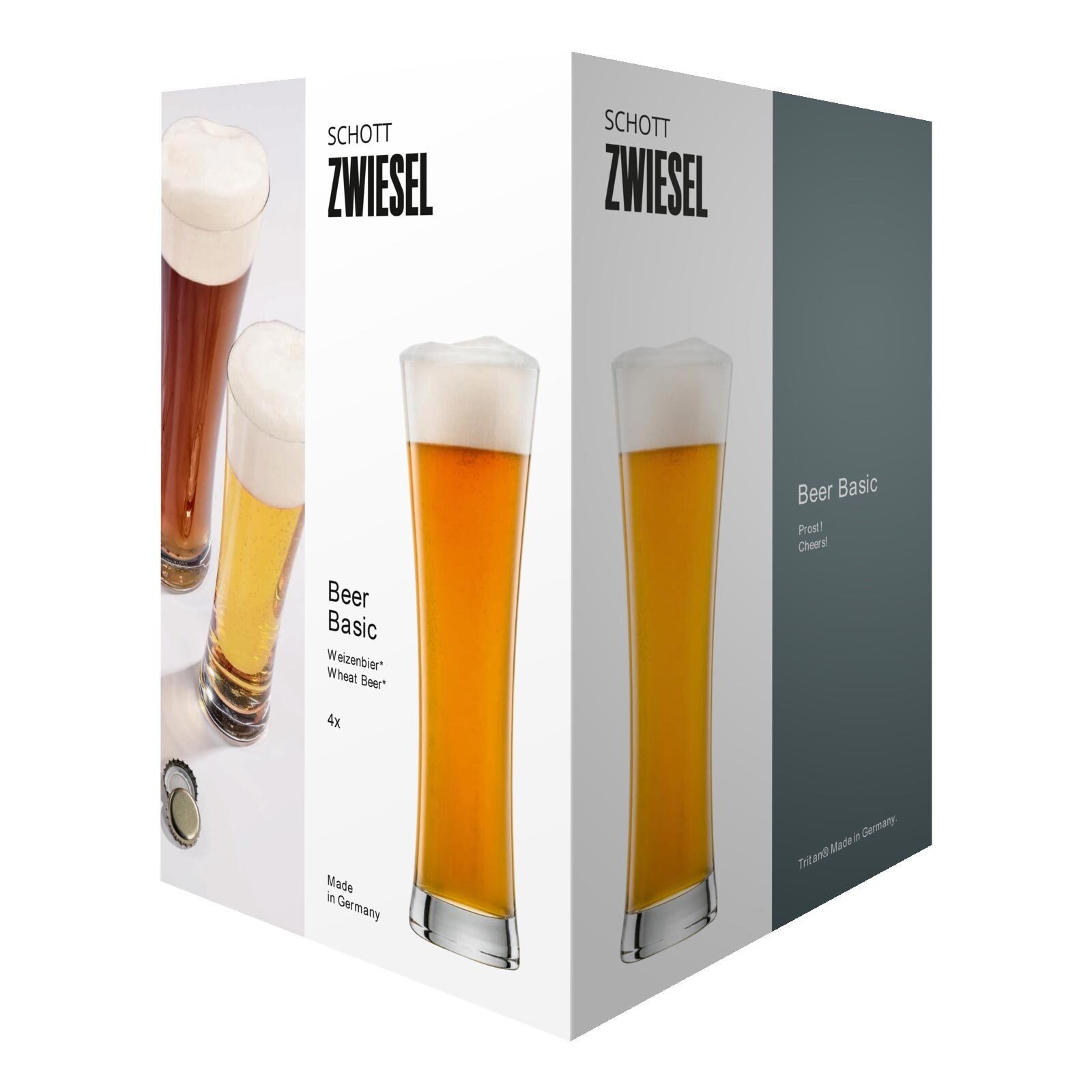 SCHOTT-ZWIESEL Bierglas Beer Basic Weizenbiergläser 0,5 Liter 4er Set, 4-tlg., Glas