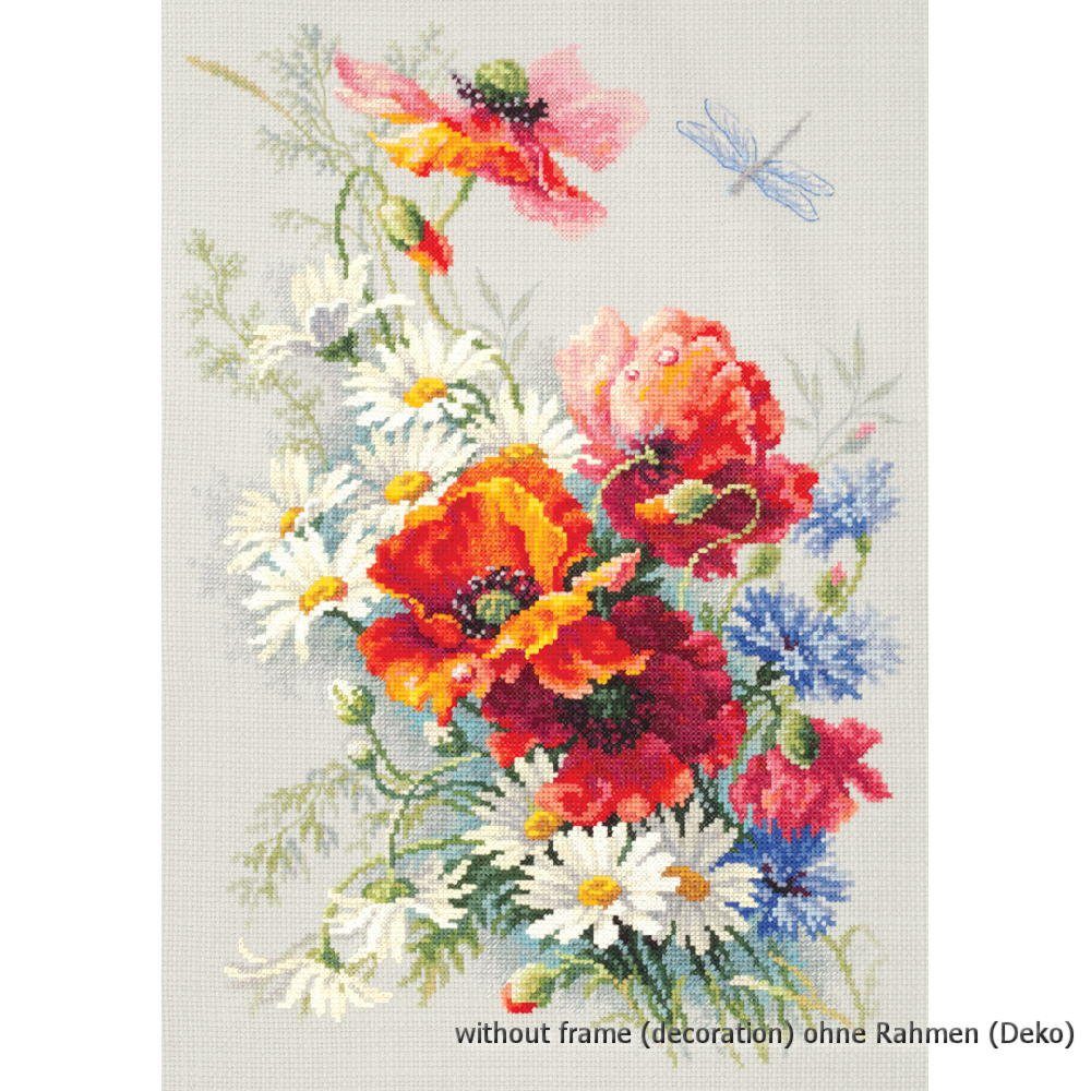Magic Needle Kreativset Magic Needle Kreuzstichset "Mohn und Gänseblümchen", (embroidery kit by Marussia)