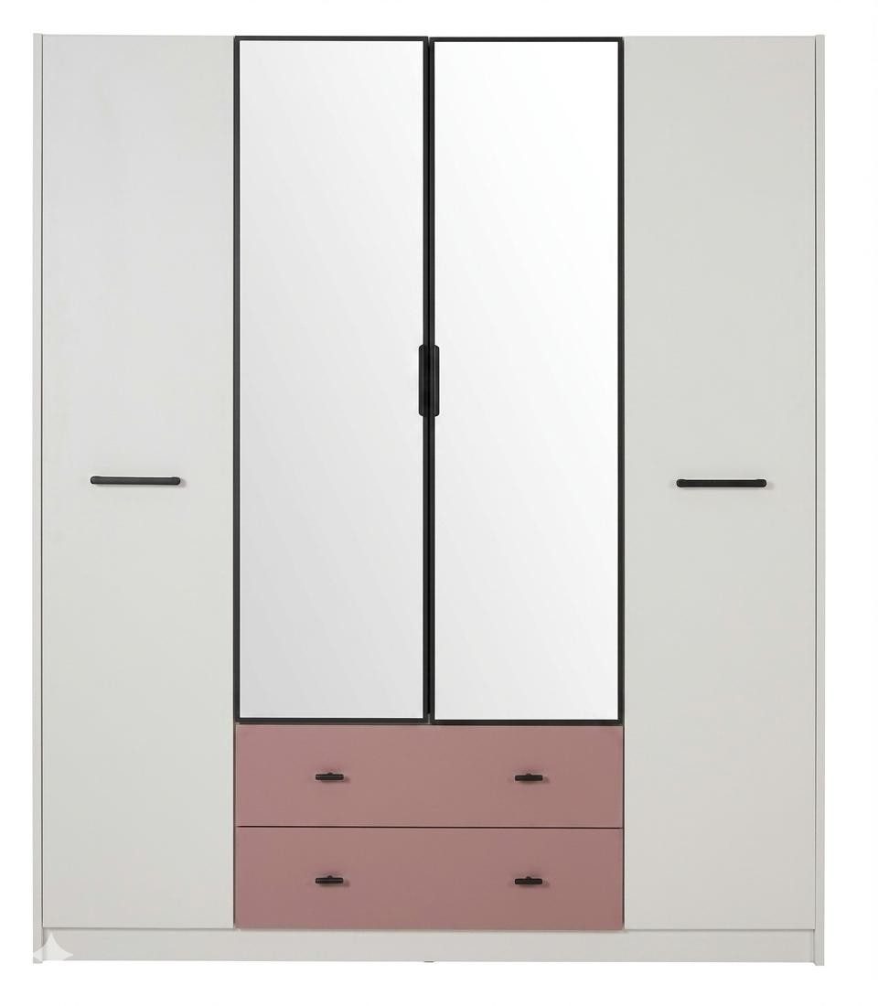 Xlmoebel Kleiderschrank Moderner weißer 4-türiger Kleiderschrank für das Jugendzimmer