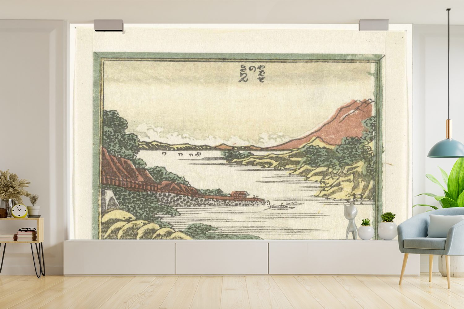 von Katsushika Schlafzimmer Zurückkehrende bei - Gemälde Küche, Matt, St), Hokusai, Yabase Vliestapete (5 Fototapete Wohnzimmer für Fototapete bedruckt, MuchoWow Schiffe