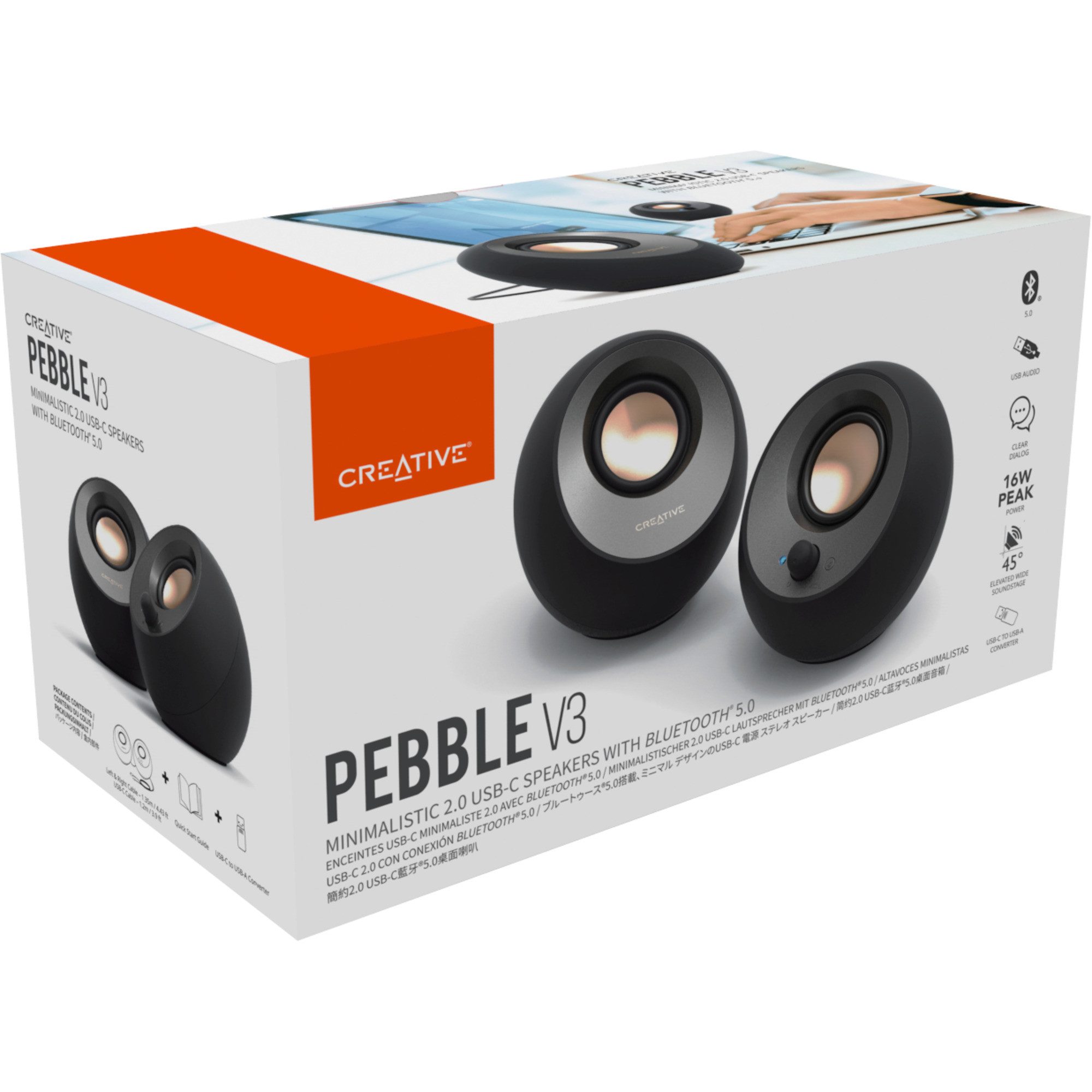 Creative Labs Creative Pebble V3, PC-Lautsprecher, (Bluetooth, Lautsprecher