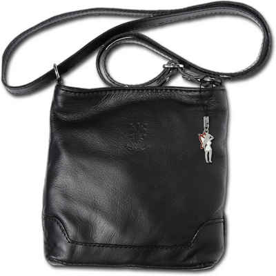 FLORENCE Abendtasche Florence Echtleder Damentasche (Abendtasche, Abendtasche), Damen Tasche Echtleder schwarz