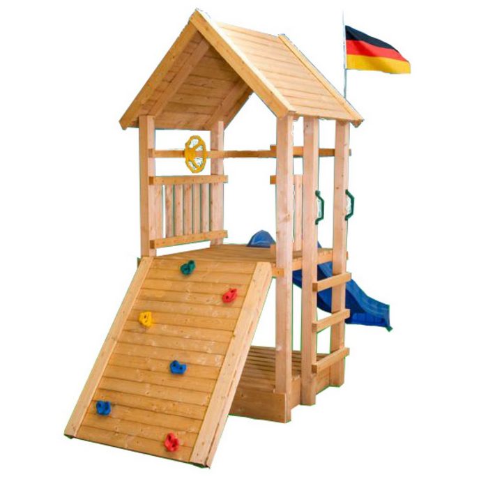 bv-vertrieb Spielturm Kletterturm Holzturm Spielturm für Kinder mit Sandkasten Rutsche und Zubehörset- (3368)