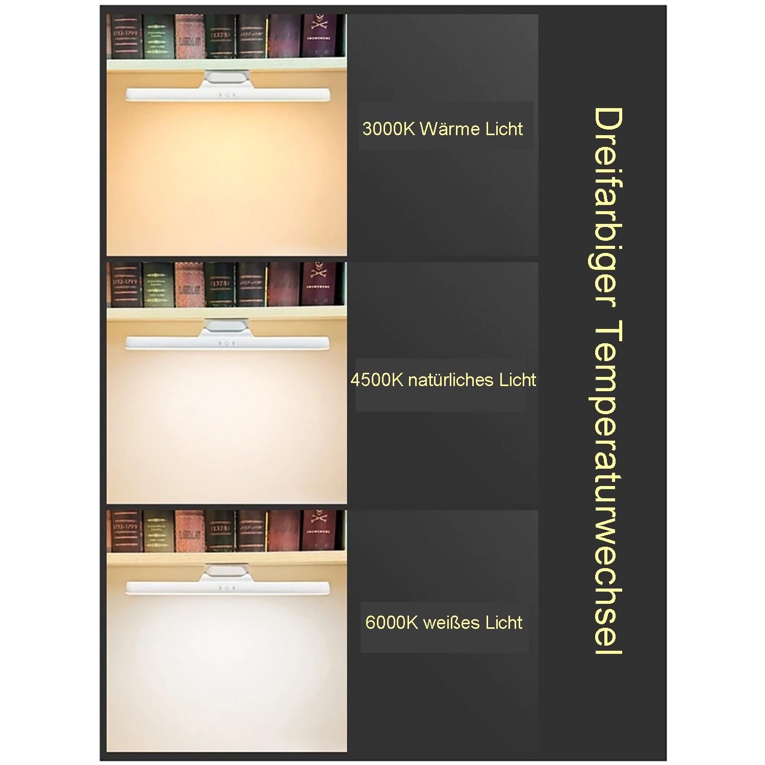 OYLCDI Schreibtischlampe LED Tischlampen, LED Nachttischlampe,LED Unterbauleuchte, LED fest integriert, Drehbarer Winkel des Lichtkörpers, USB Wiederaufladbar S – Bild 5 von 5