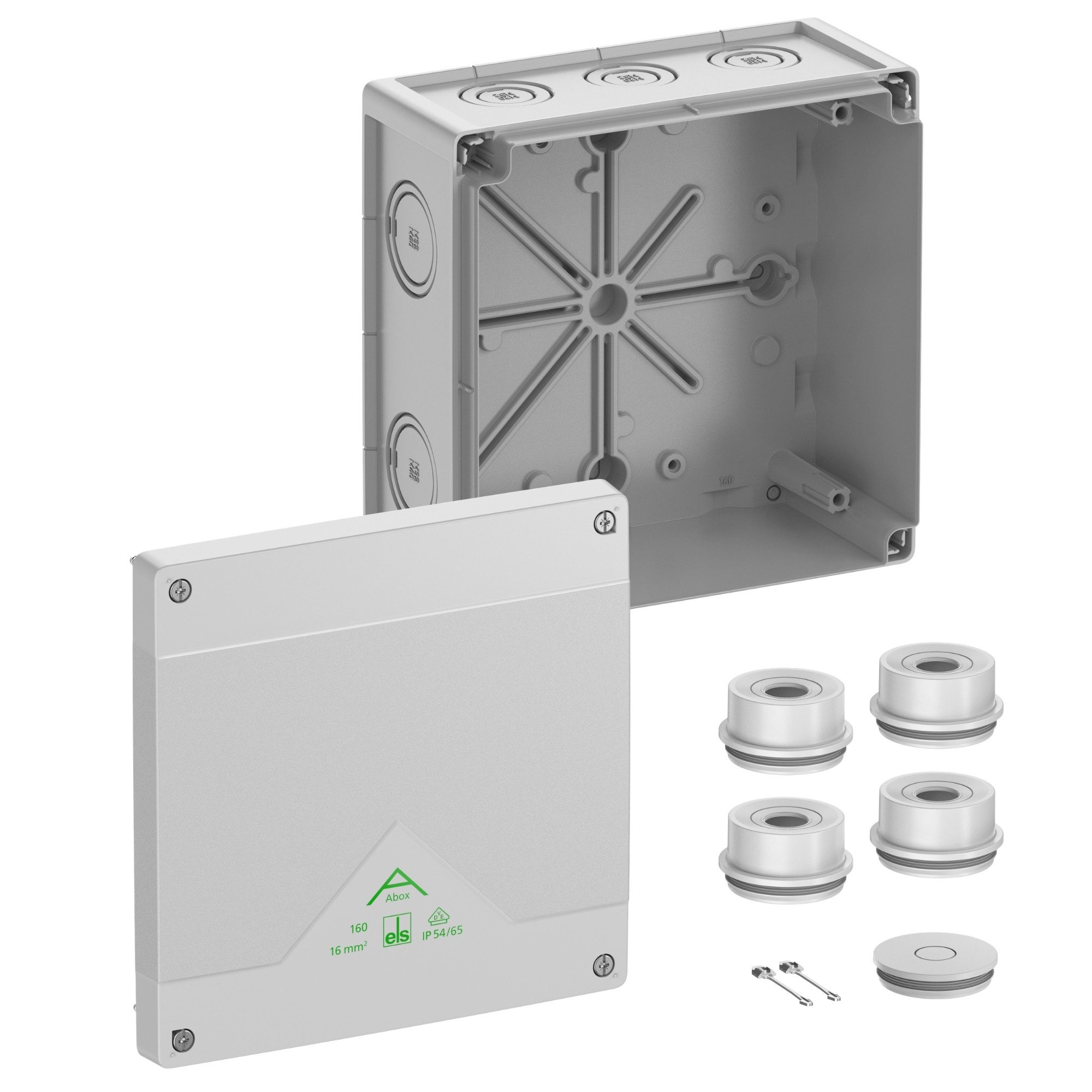 SPELSBERG Verteilerbox Abox, Feuchtraumdose, inkl. Klemme, IP55/IP66, 182 x 182 x 90 mm, 16 mm²