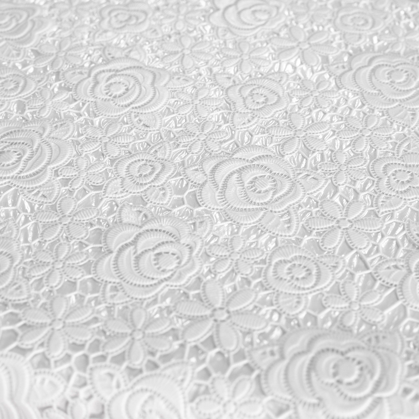 Lace Relief, Vinyl ANRO Weiß Wasserabweisend, Robust Geprägt, Tischdecke Häkelspitze Blumen Lace Tischdecke Vinyl