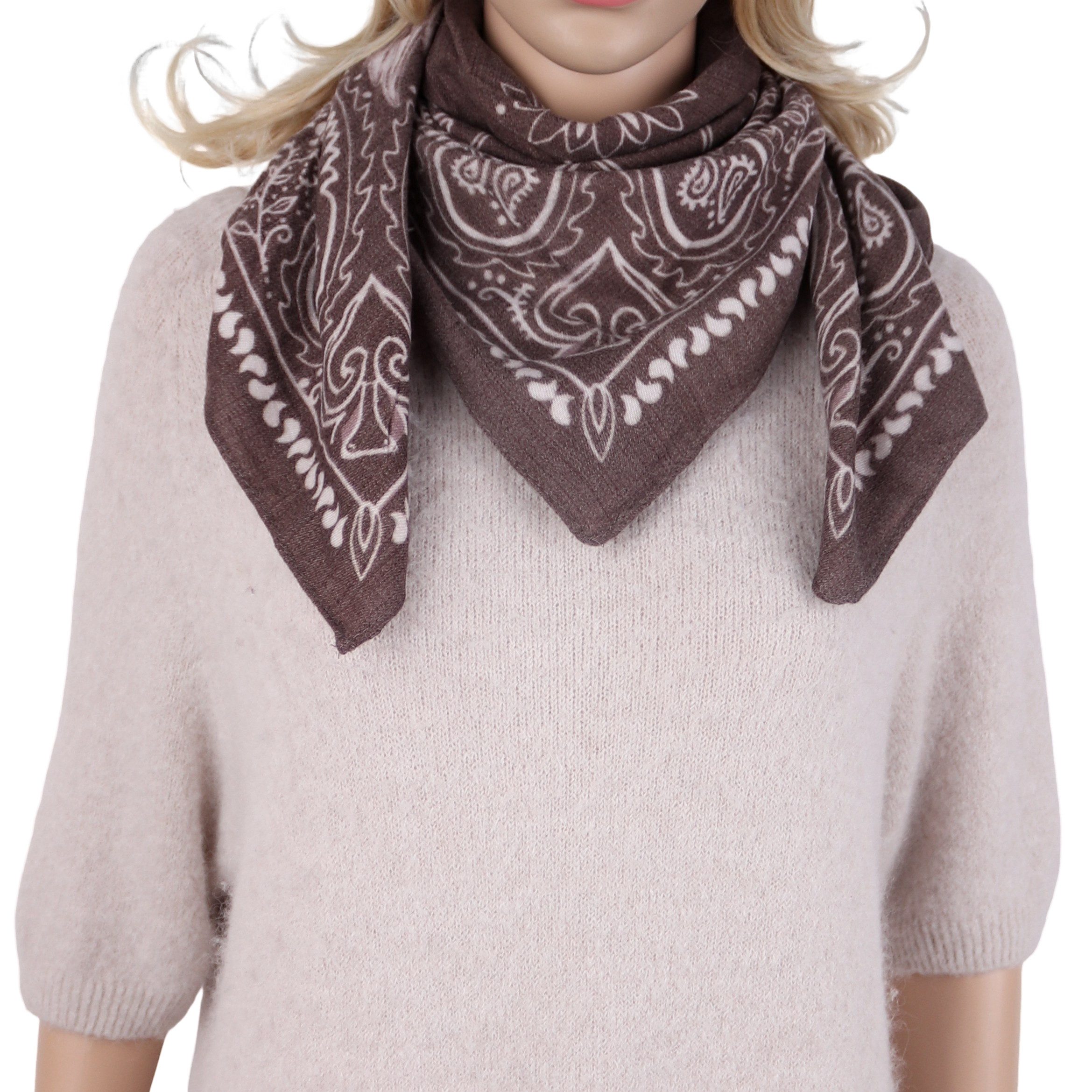 MIRROSI Nickituch Damen leicht angerautes Vierecktuch mit Paisley-Muster, aus Viskose, (Neue Kollektion Herbst/Winter 2026), ca. 88x88cm, warmes Halstuch für Herbst und Winter