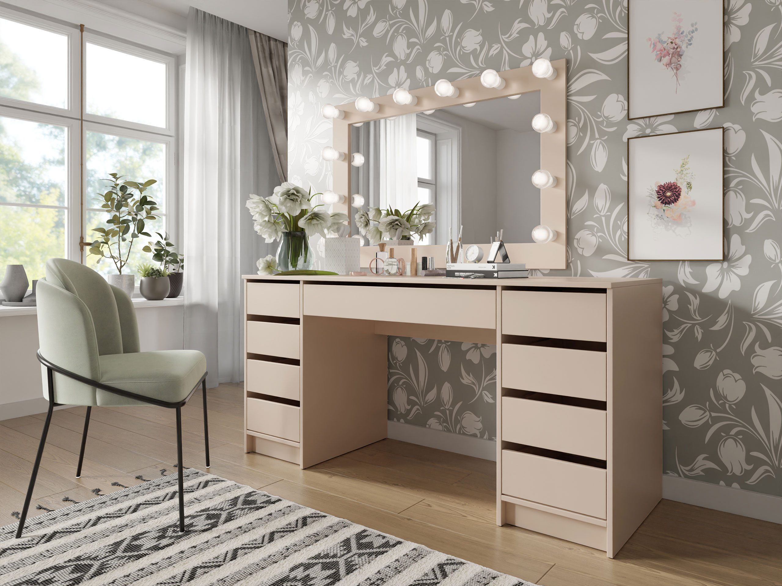 MIRJAN24 Schreibtisch Ada Bis (mit neun Schubladen), 154x55x76 cm, Schwarze günstig online kaufen