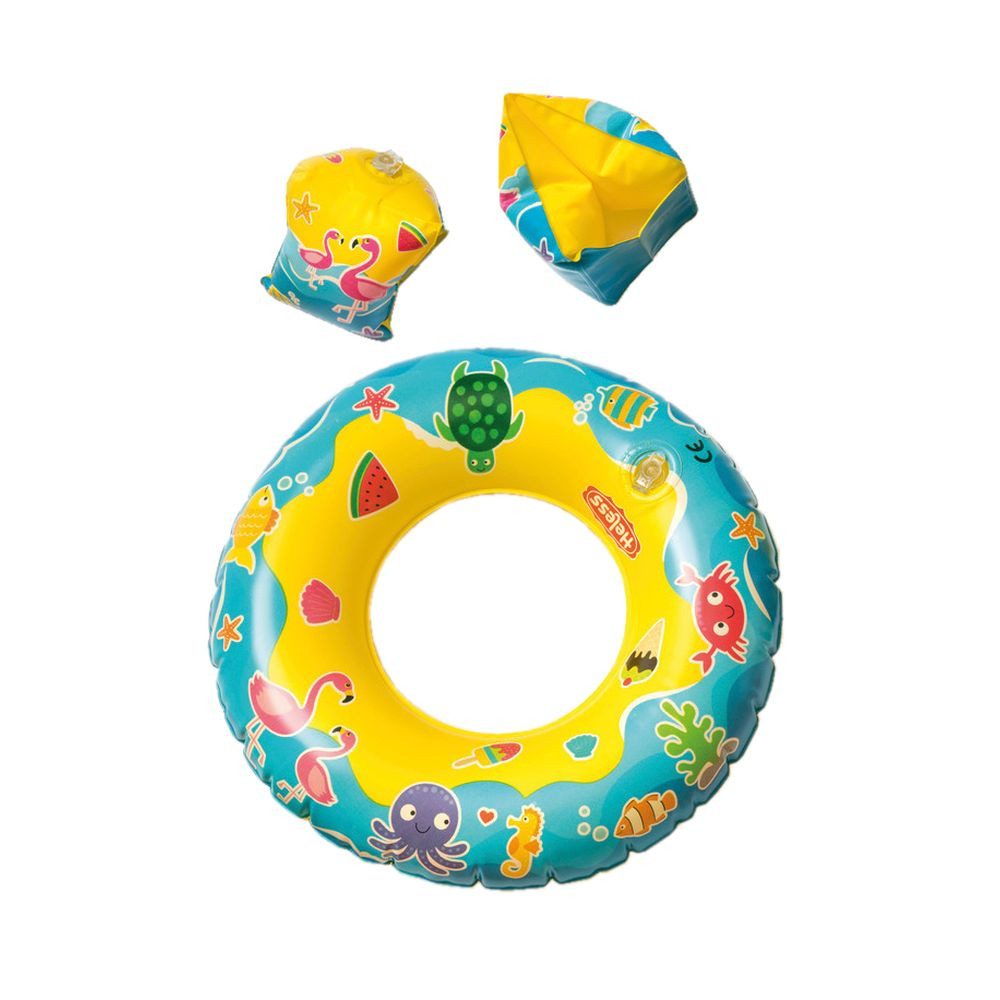 Heless Puppenkleidung Puppen Badeanzug Clogs Schwimmring und Flügel