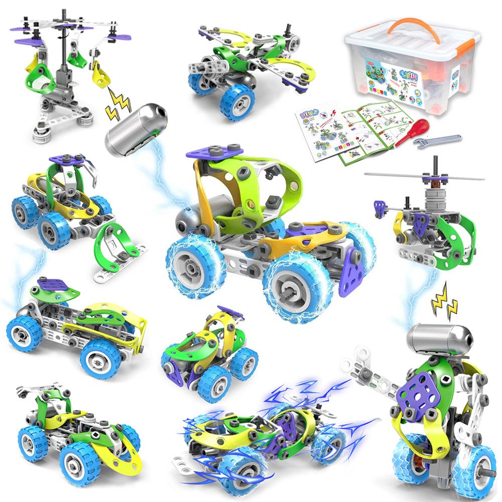 DINO SONO Elektrisches Konstruktionsspielzeug 10in1 Bauspielzeug für Kinder ab 5 Konstruktionsspielsteine, (109 St)