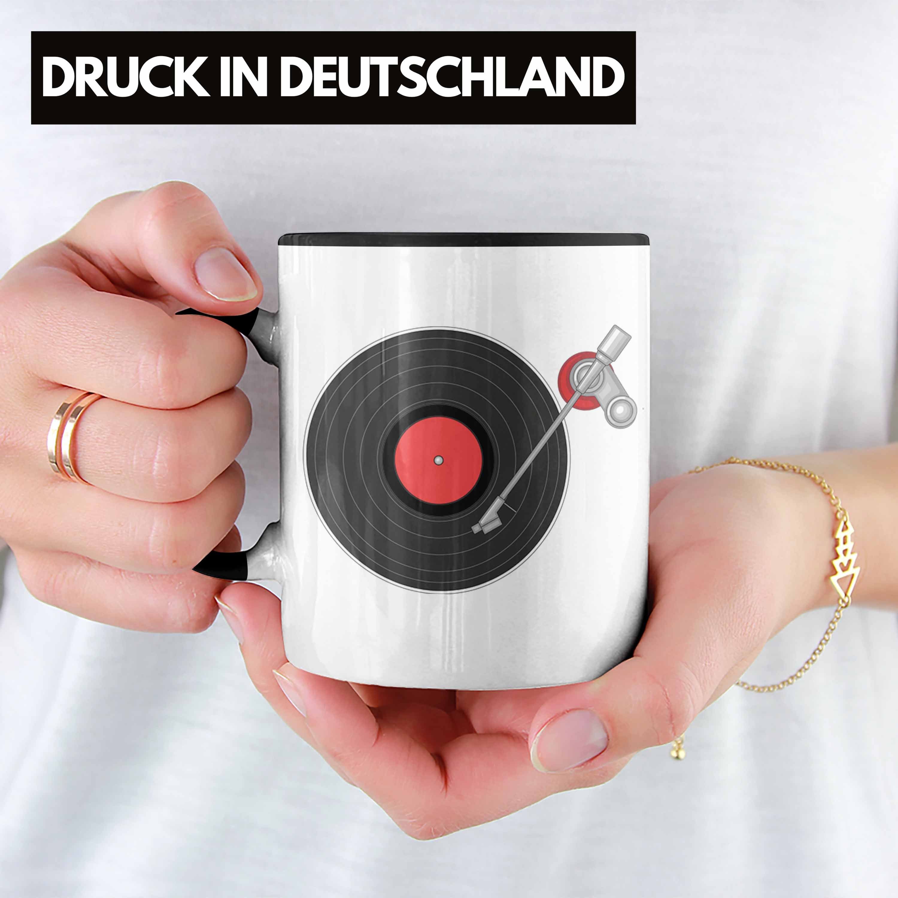 Trendation Tasse Plattenspieler Geschenk Vinyl-Schallplatten Tasse Schwarz Kaffee- Schallplatte
