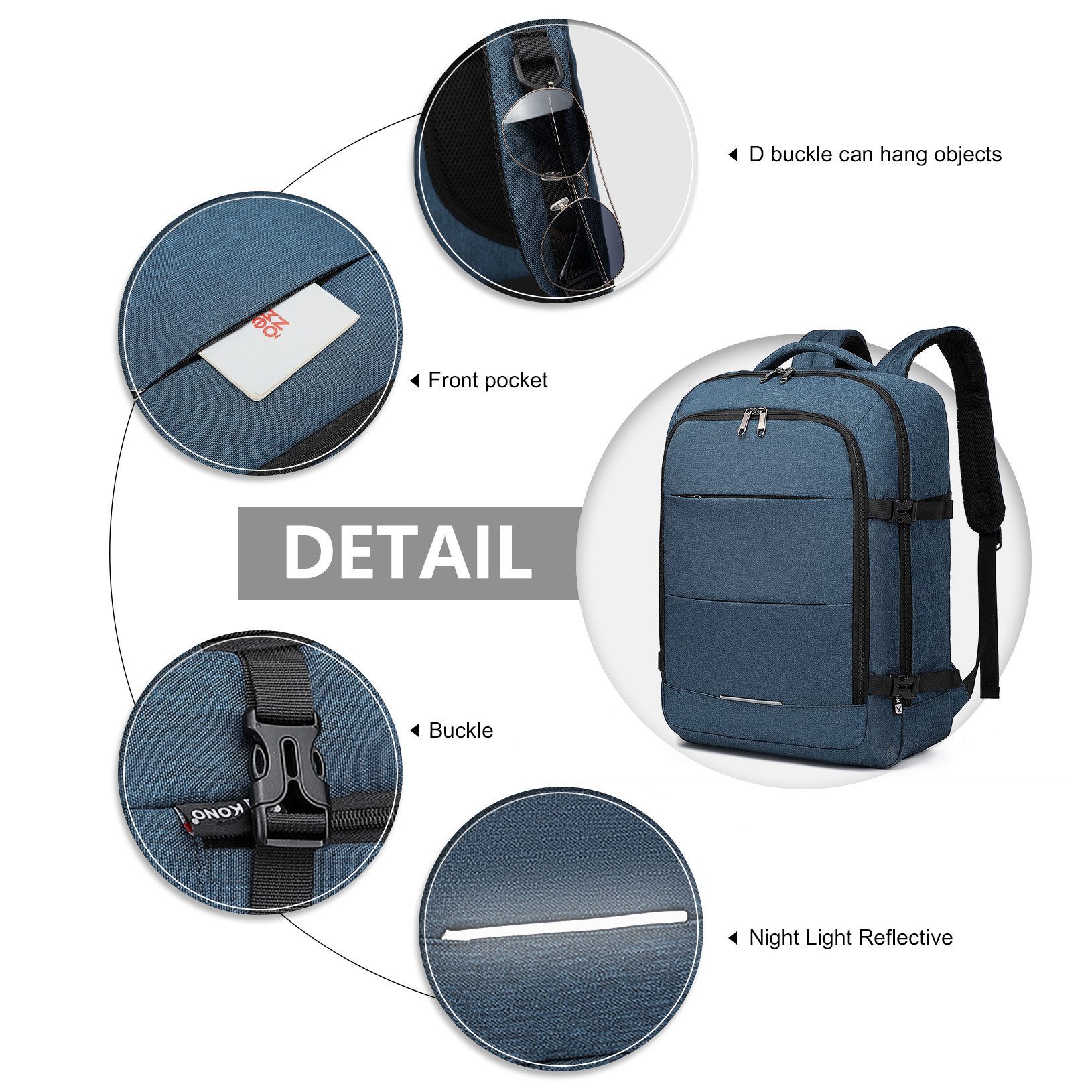 KONO Reiserucksack Gepäcktasche 45 x 36 x 20 cm Easyjet Laptop Wochenende Seesack 30 L