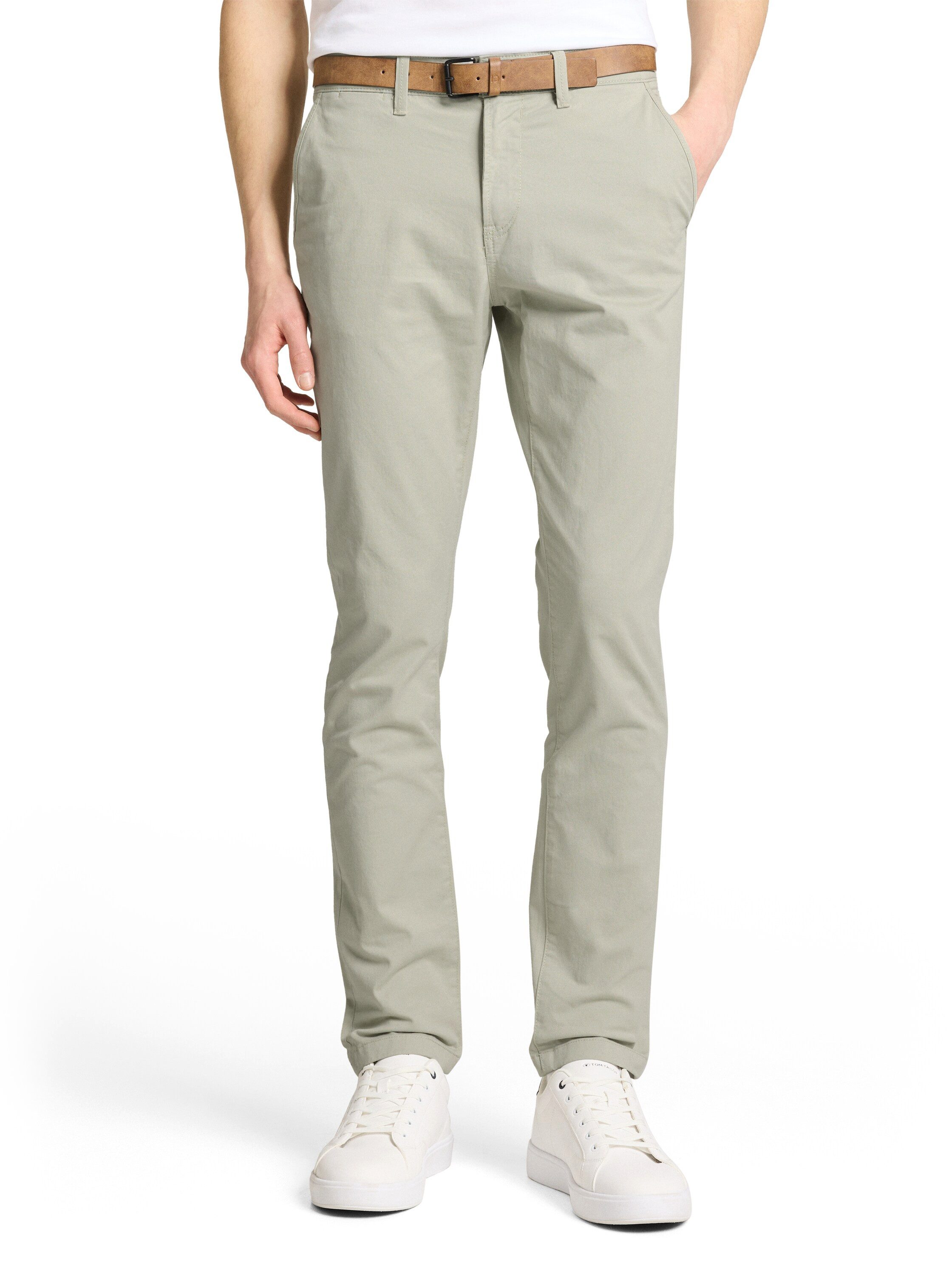 TOM TAILOR Denim Chinohose (mit Gürtel) leicht vorgewaschen