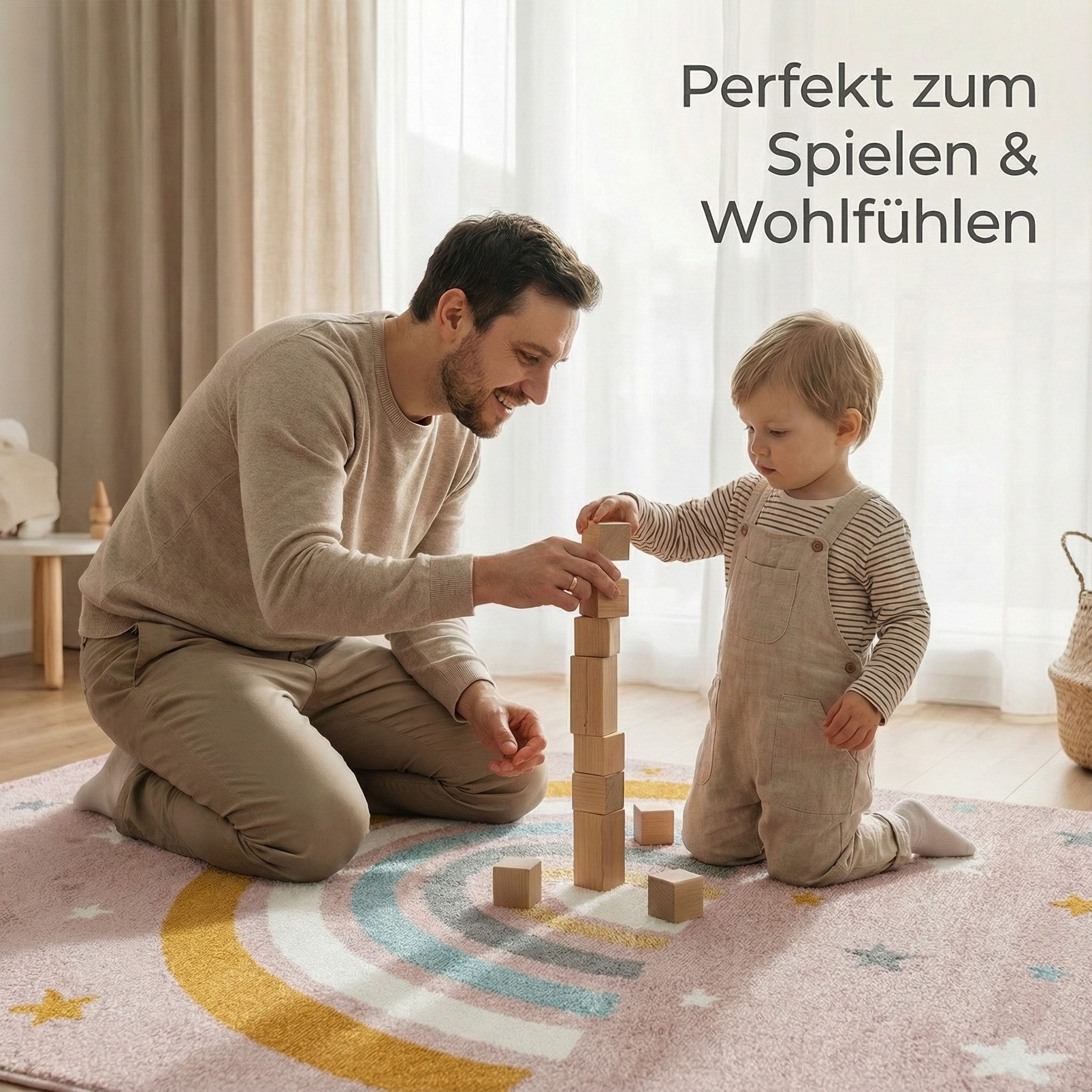 Jimri Kinderteppich DOT´S Teppiche für Kinderzimmer, Kinderzimmerteppich, Teppich, Läufer, Regenbogen – Bild 4 von 5