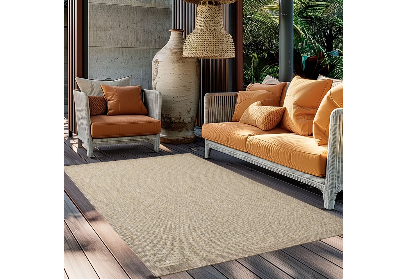 Ayyildiz Teppiche Outdoorteppich GIZA 1410, auch als Läufer und Rund, rechteckig, Höhe: 3 mm, Läufer, In- und Outdoor, Wetterfest, Wasserabweisend, robust