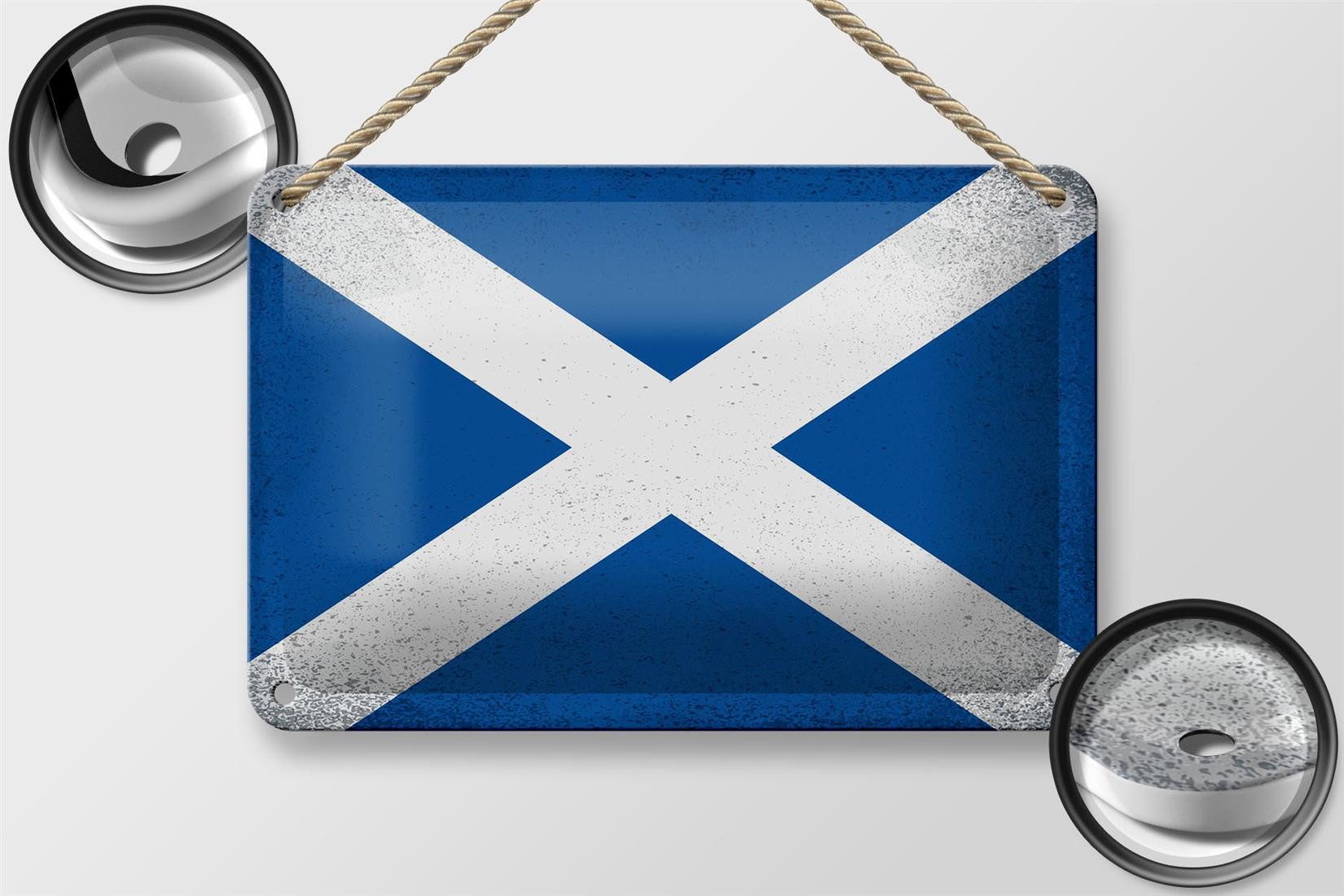 Femer GmbH Metallschild Flagge Schottland 18x12cm Flag Scotland Vintage, (1 St), gewölbte Oberfläche, abgerundete Ecken, umgeschlagene Kanten