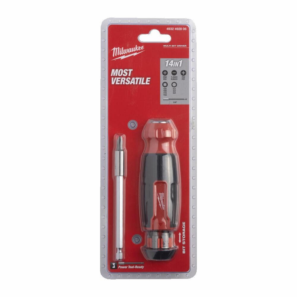 Milwaukee Schraubendreher MILWAUKEE Universal-Schraubendreher 14 in 1 mit Bit-Aufbewahrung