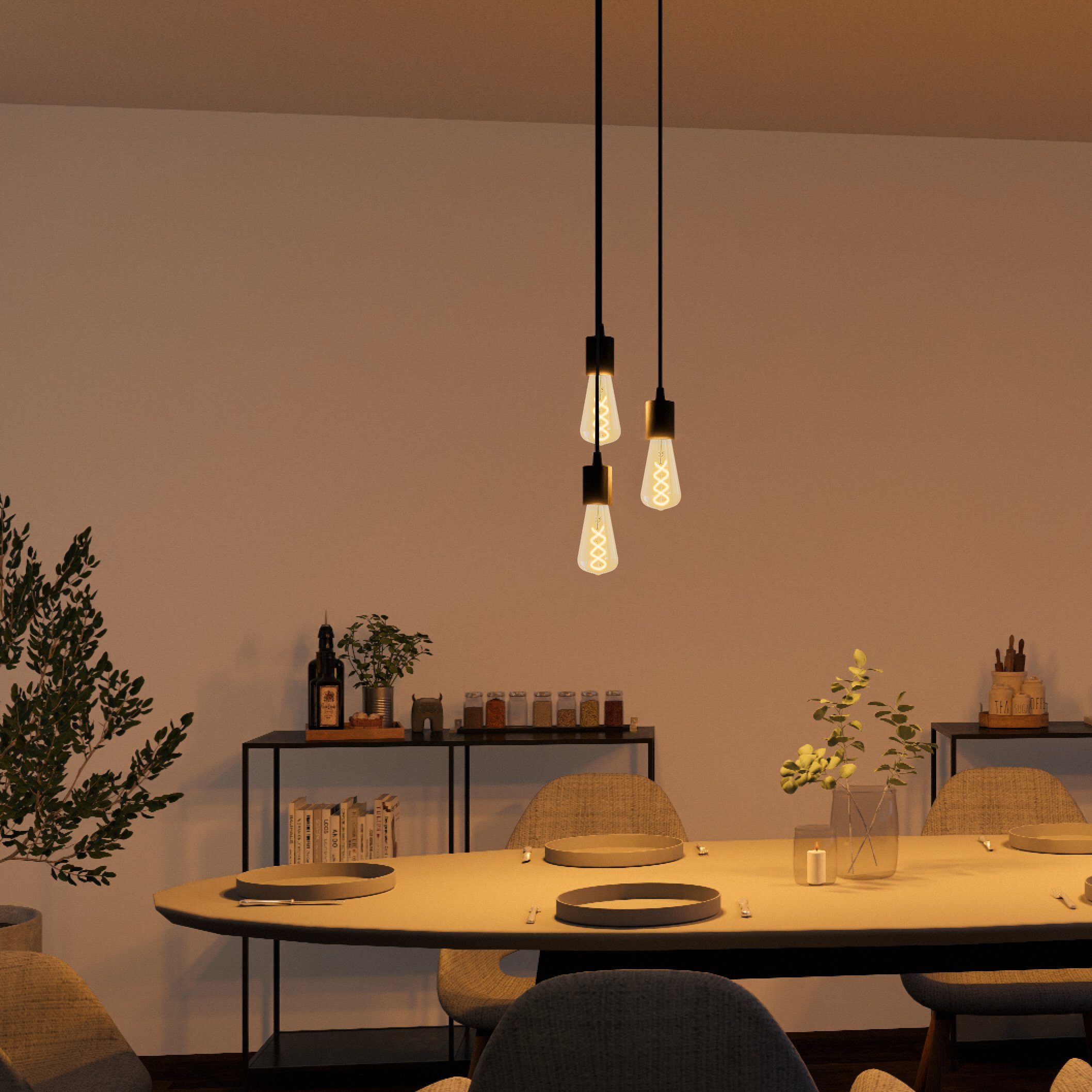 SSC-LUXon LED-Hängeleuchte PARU Hängelampe 3-flammig mit Textilkabel für E2 günstig online kaufen