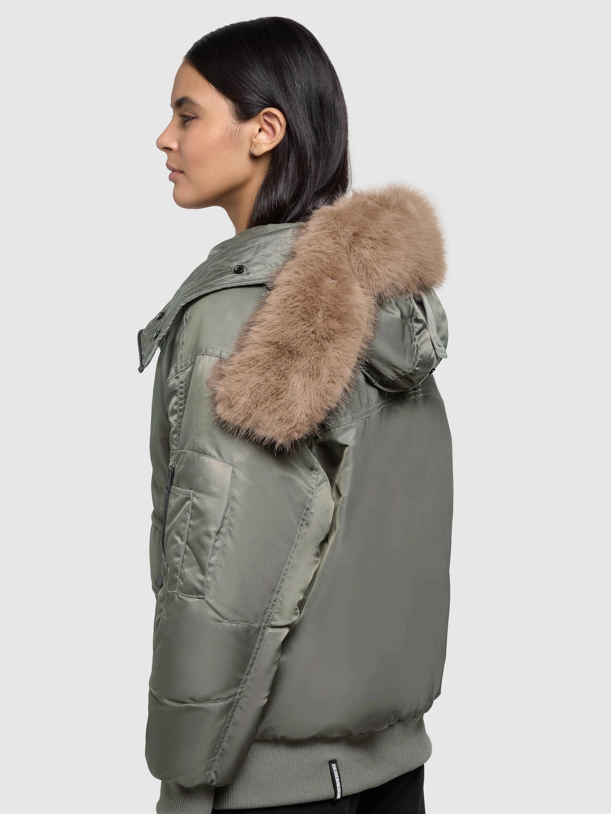 khujo Bomberjacke Cela Oversize Winterjacke mit abnehmbarem Kunstpelz-Besatz