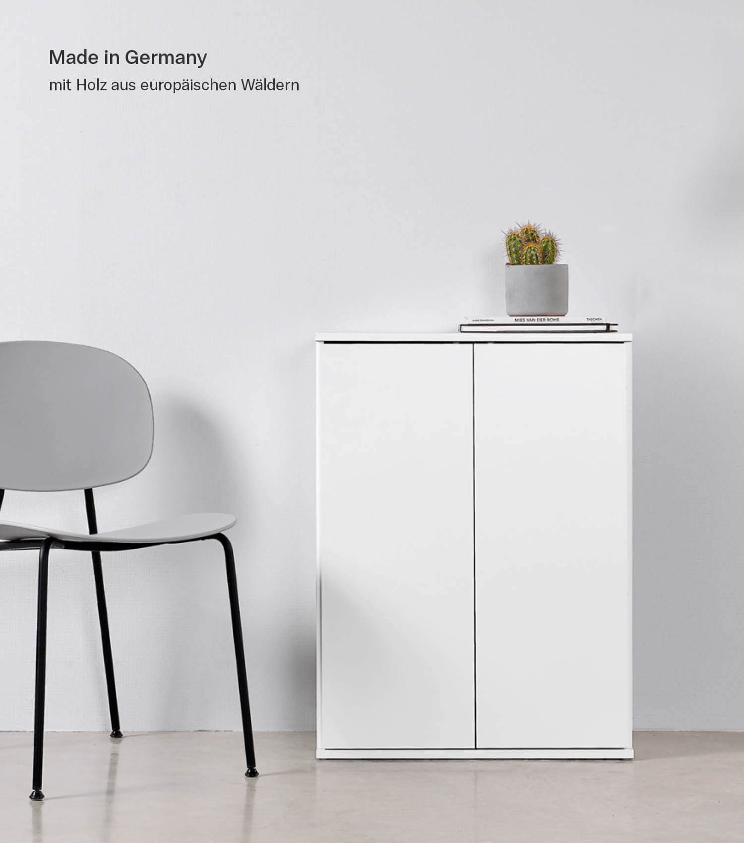 mokebo Mehrzweckschrank Der Kurze (60x81 cm, mit Einlegeboden) Aktenschrank, Schuhschrank & Aufbewahrungsschrank in Weiß