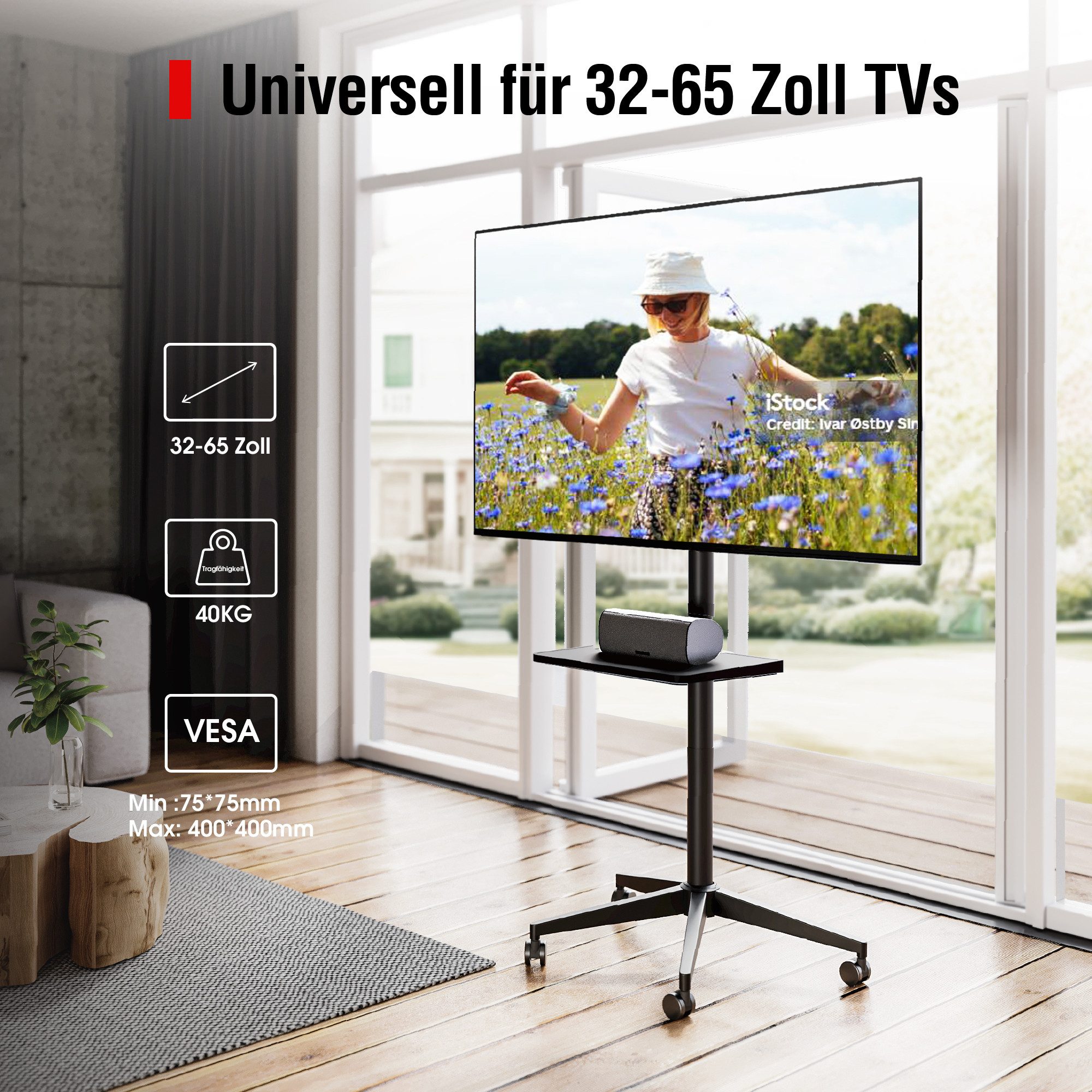 AOKCOS TV-Ständer, (bis 65 Zoll, Einfache Montage)