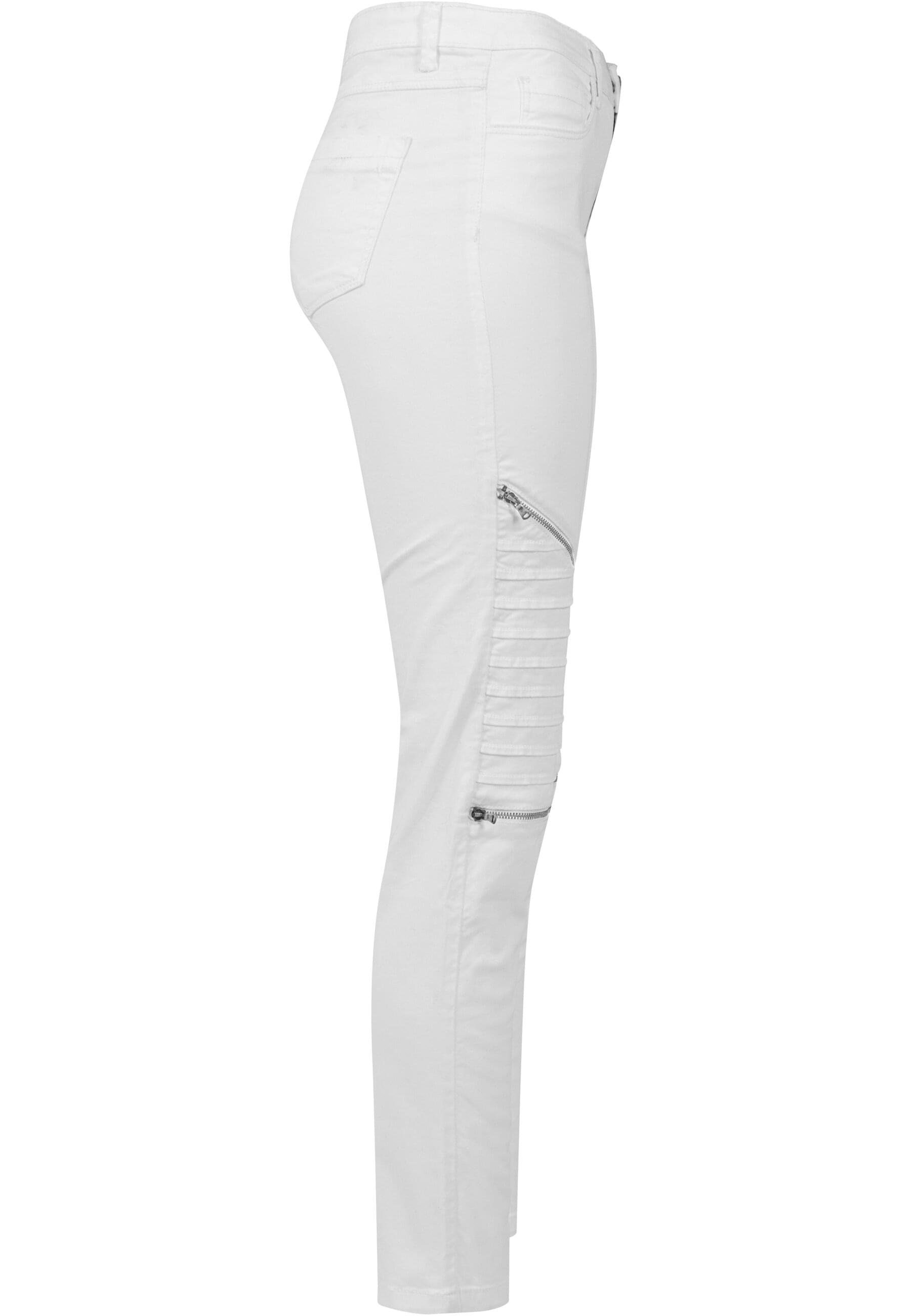 URBAN CLASSICS Bequeme Jeans Damen white Pants Stretch Ladies (1-tlg) Biker