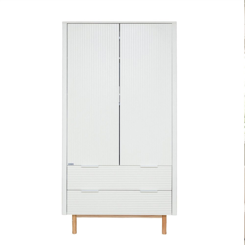 HOME DELUXE Kleiderschrank COCO - 100 × 50 × 200 cm (inkl. 2 Schubläden & Kleiderstangen) Kinderkleiderschrank mit Lamellenfronten – Bild 3 von 5