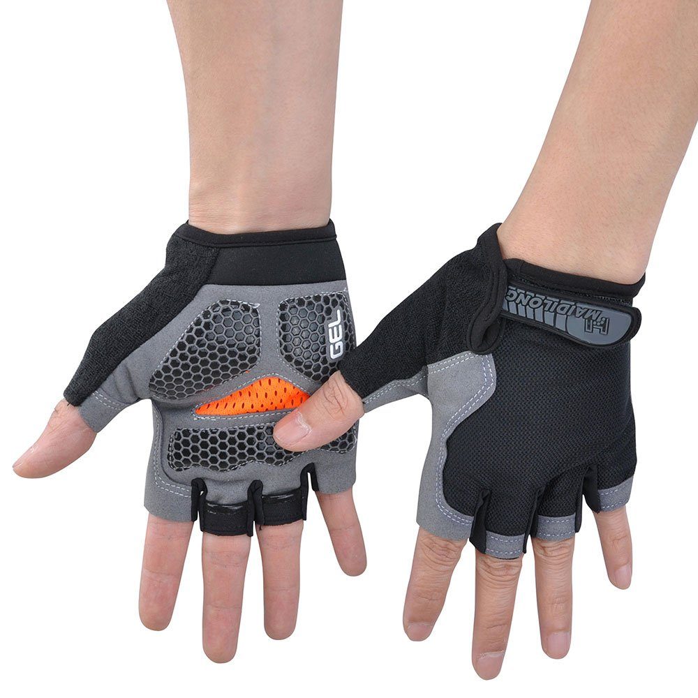 Sunicol Fahrradhandschuhe Fingerlose Halbfinger Handschuhe,für Outdoor Fahrrad MTB Radsport (set) Radfahren Fitnessstudio Joggen Bewegungstraining Schwarz