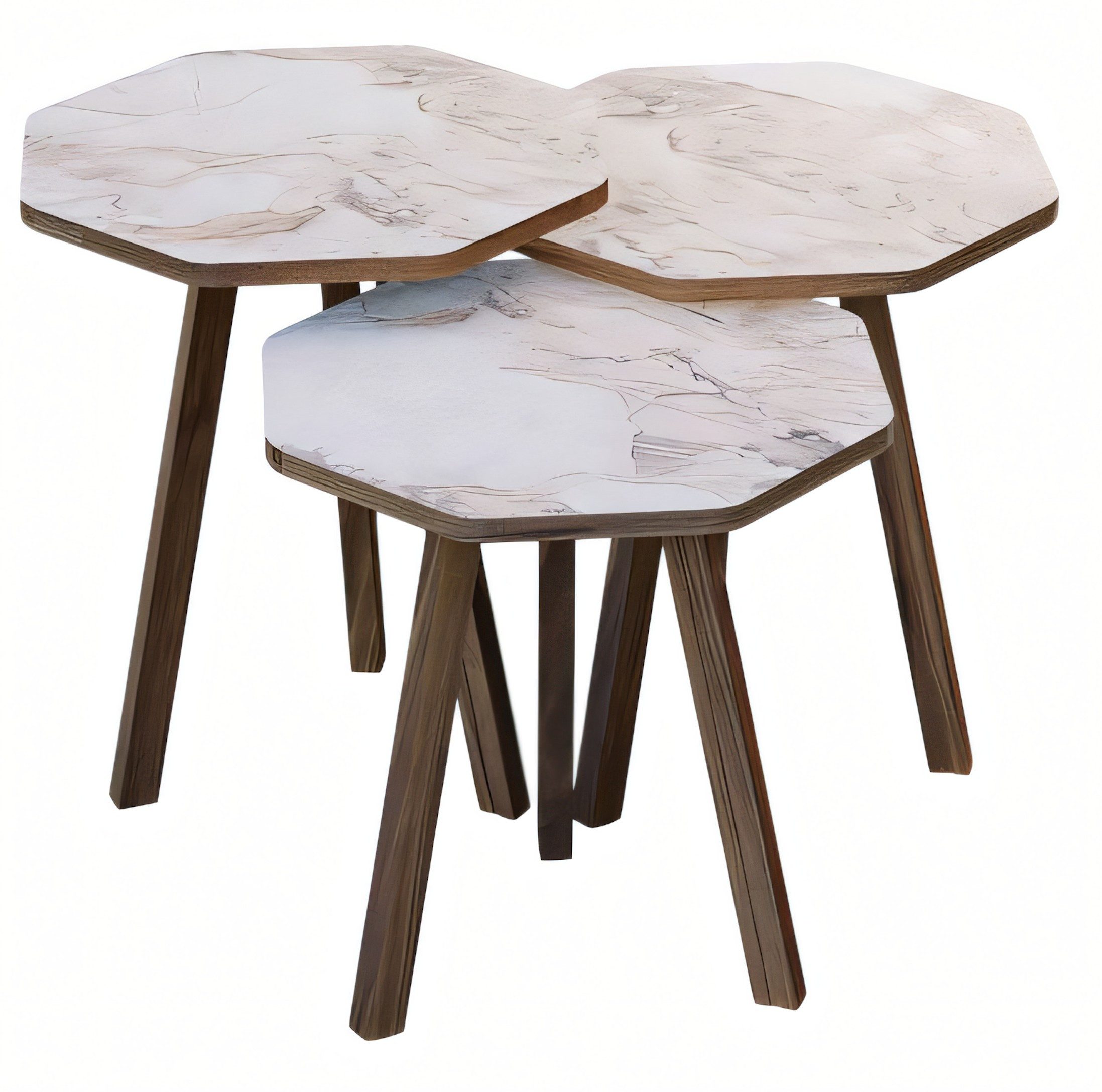 Xlmoebel Satztisch Elegantes graues Couchtisch-Set aus Holz im modernen Design (Set, 3-teiliges Set), Made in Europa