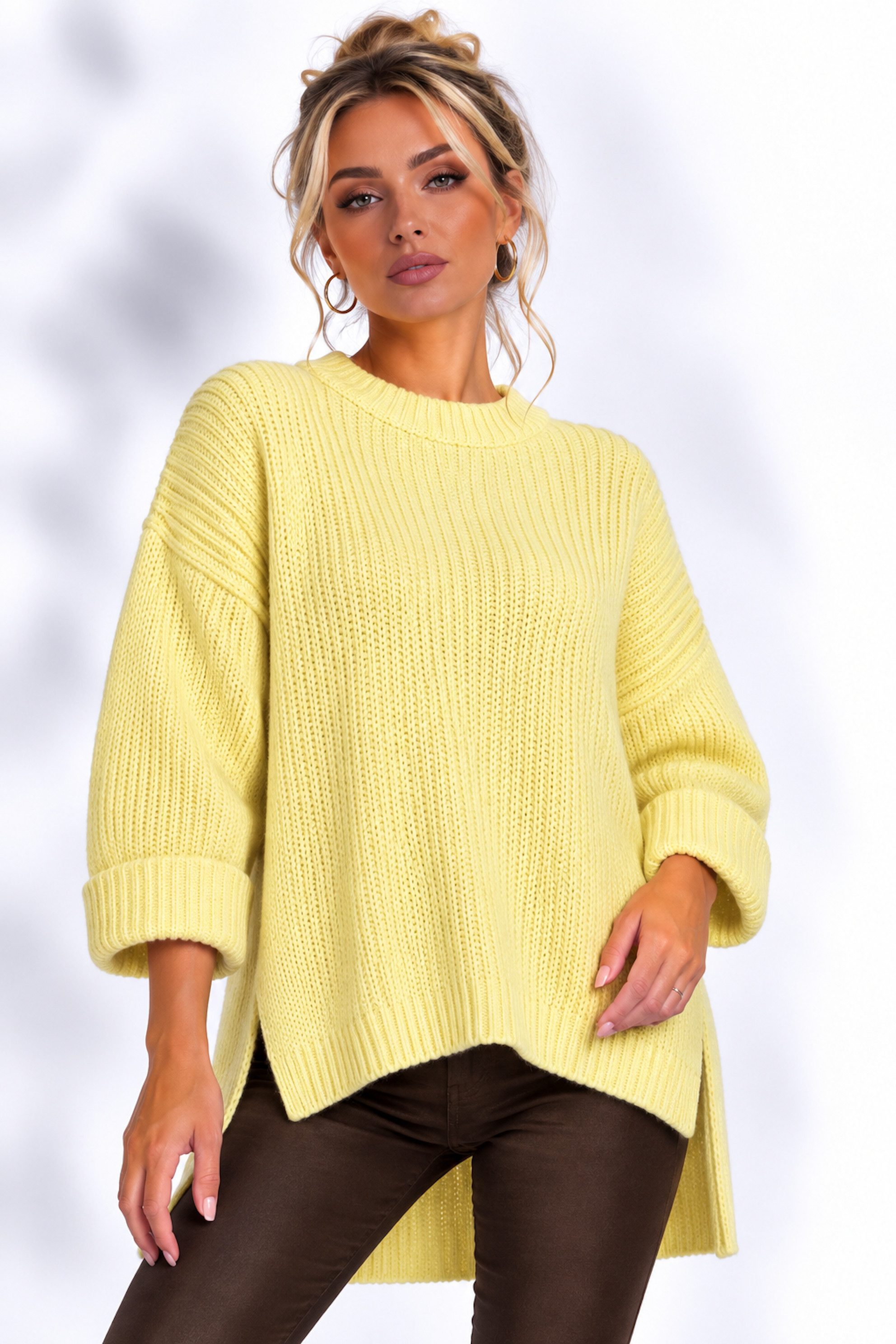 Worldclassca Longpullover WORLDCLASSCA Damen Oversize Strickpulllover Lang Pulli Neue Kollektion - Stilvolle und gemütliche Strickmode für Damen
