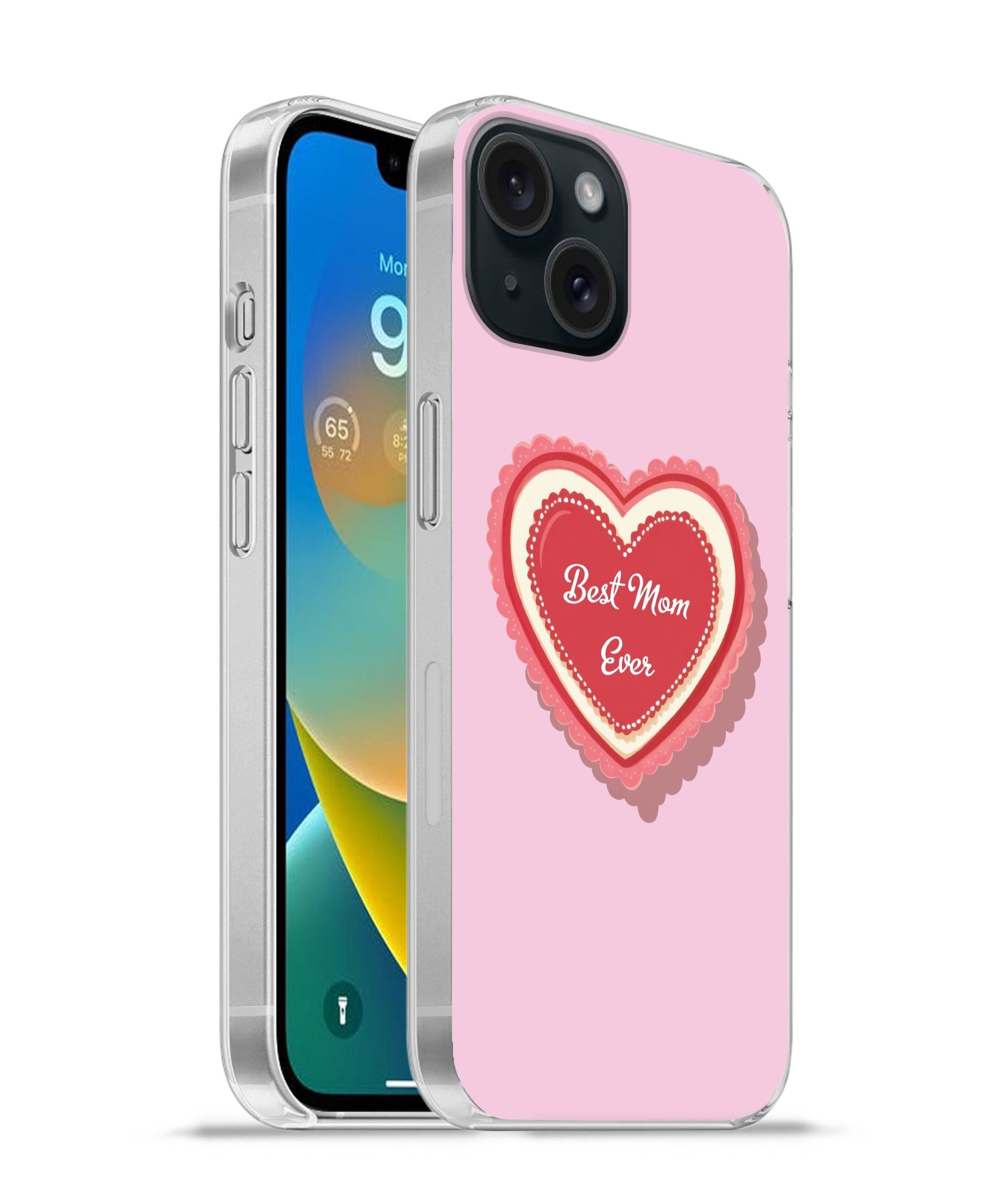 MuchoWow Handyhülle für Apple iPhone 15 Text - Herz - Mutter - Rosa, Smartphone-Bumper, Print, Handy Schutzhülle Dünn